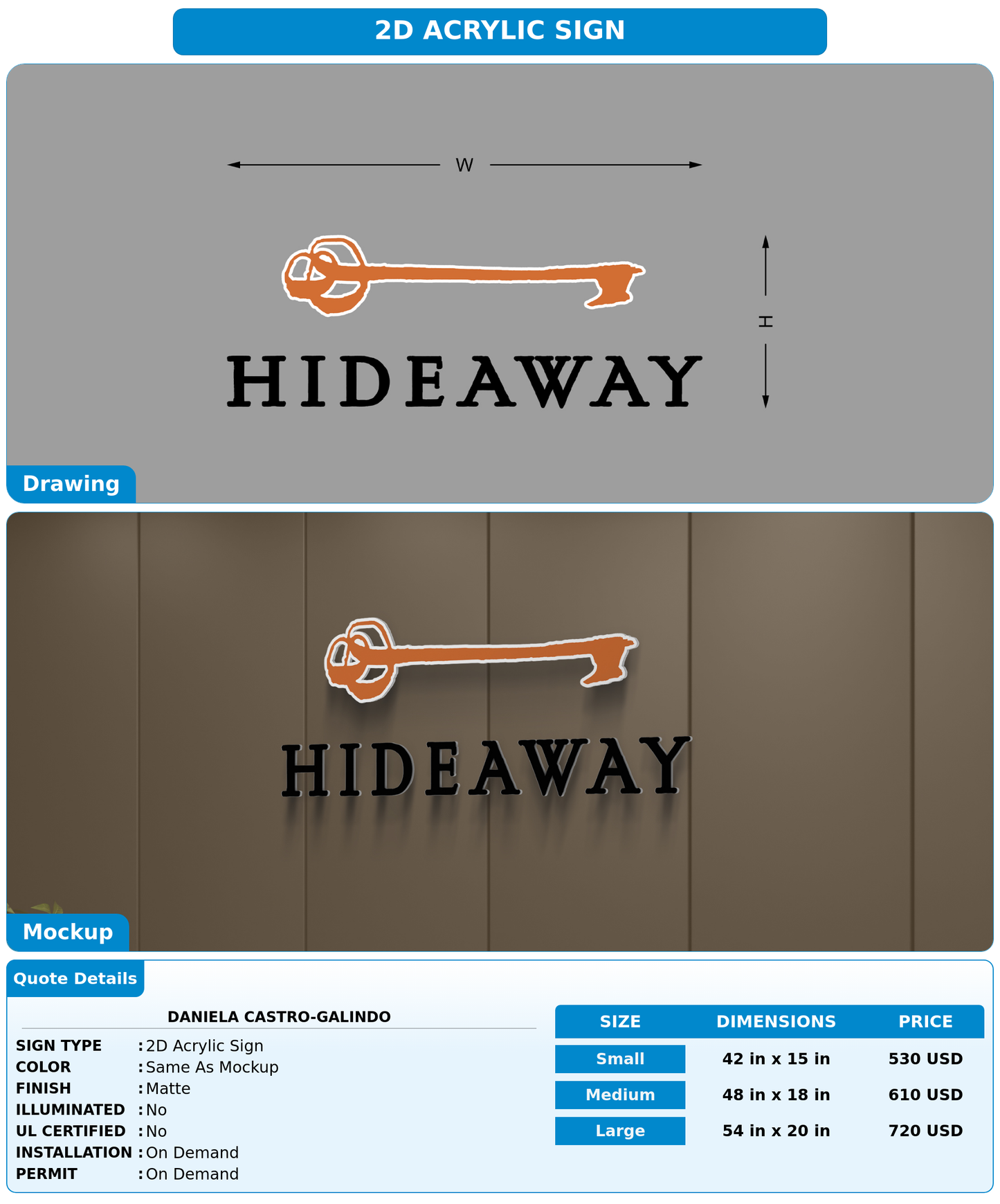 CUSTOM MOCKUP SIGN FOR Daniela Castro-Galindo