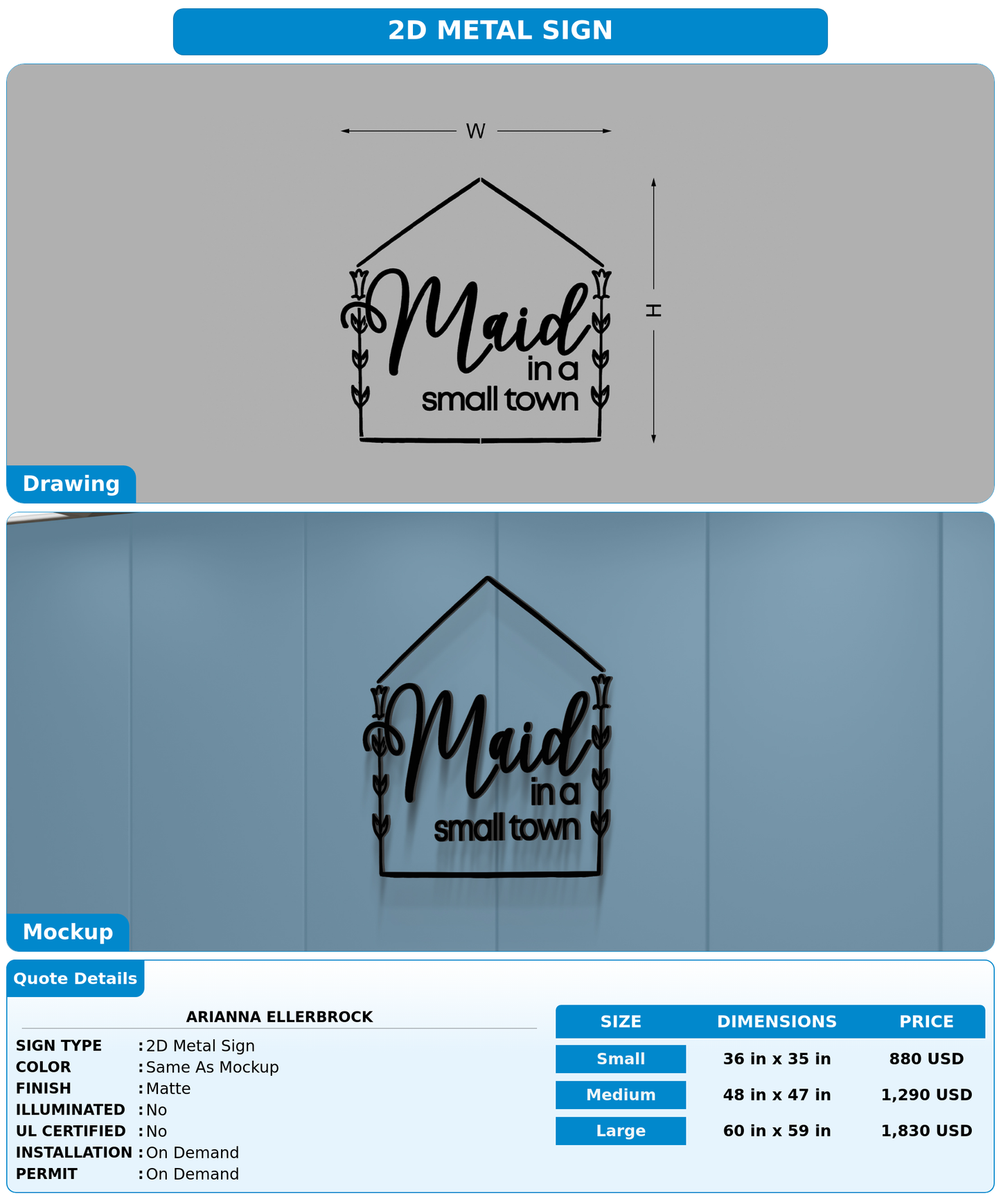 CUSTOM MOCKUP SIGN FOR Arianna Ellerbrock