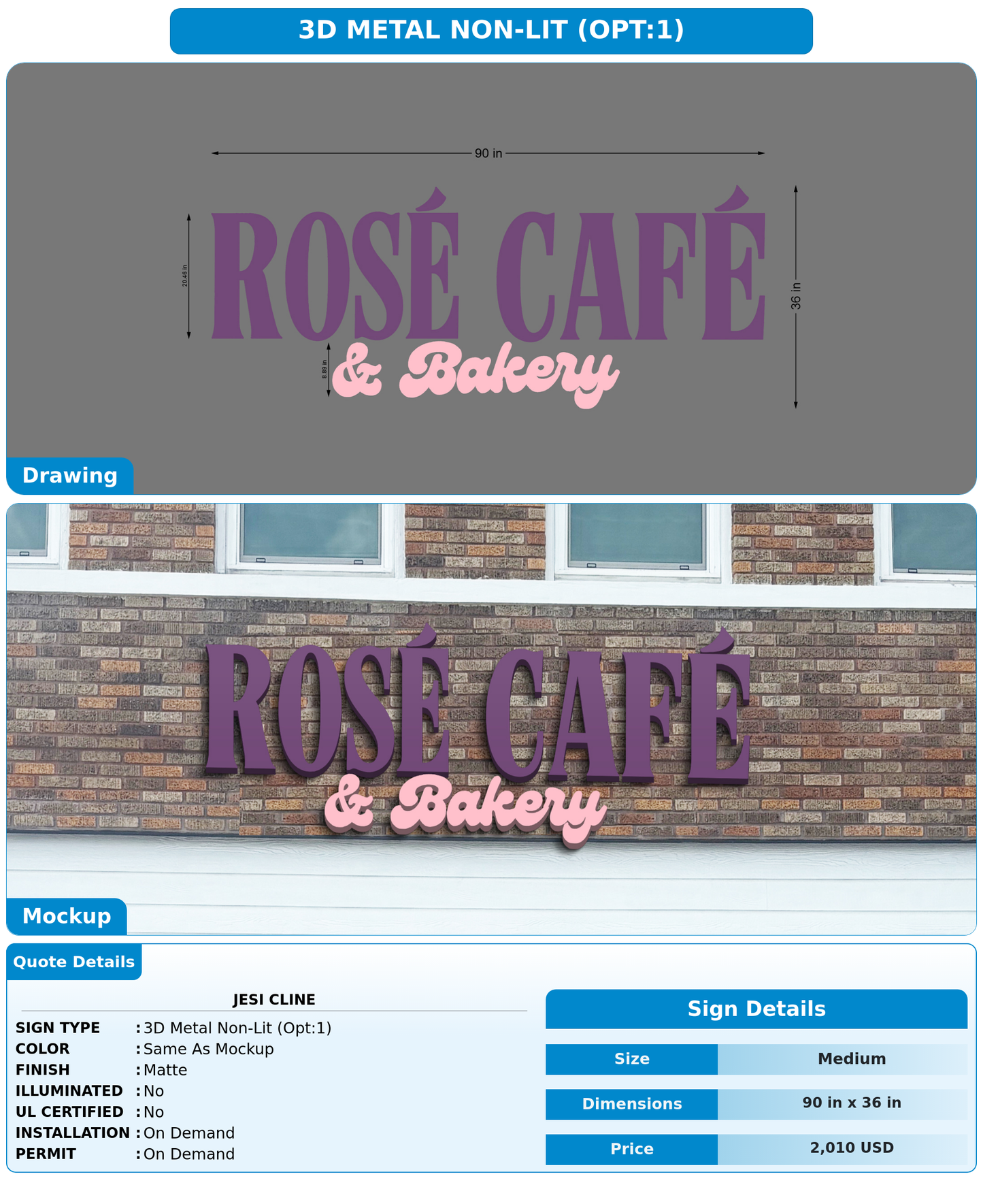 CUSTOM MOCKUP SIGN FOR jesi cline