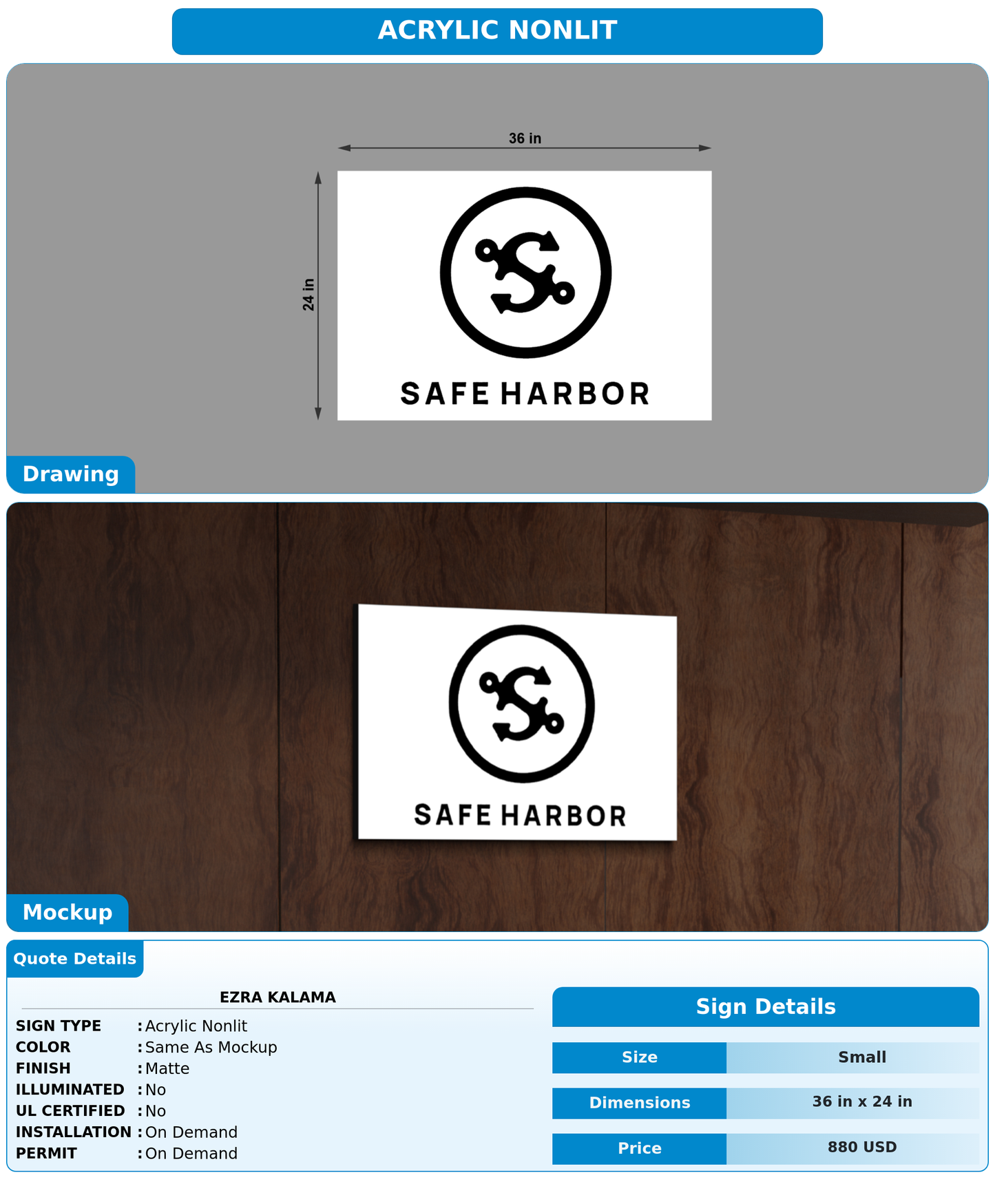CUSTOM MOCKUP SIGN FOR Ezra Kalama