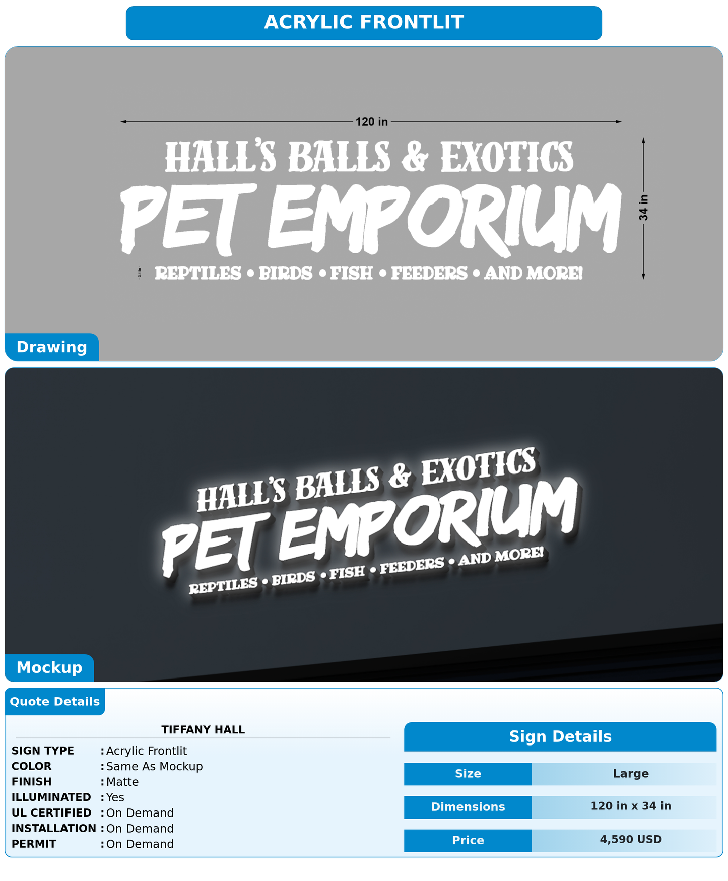 CUSTOM MOCKUP SIGN FOR Tiffany Hall