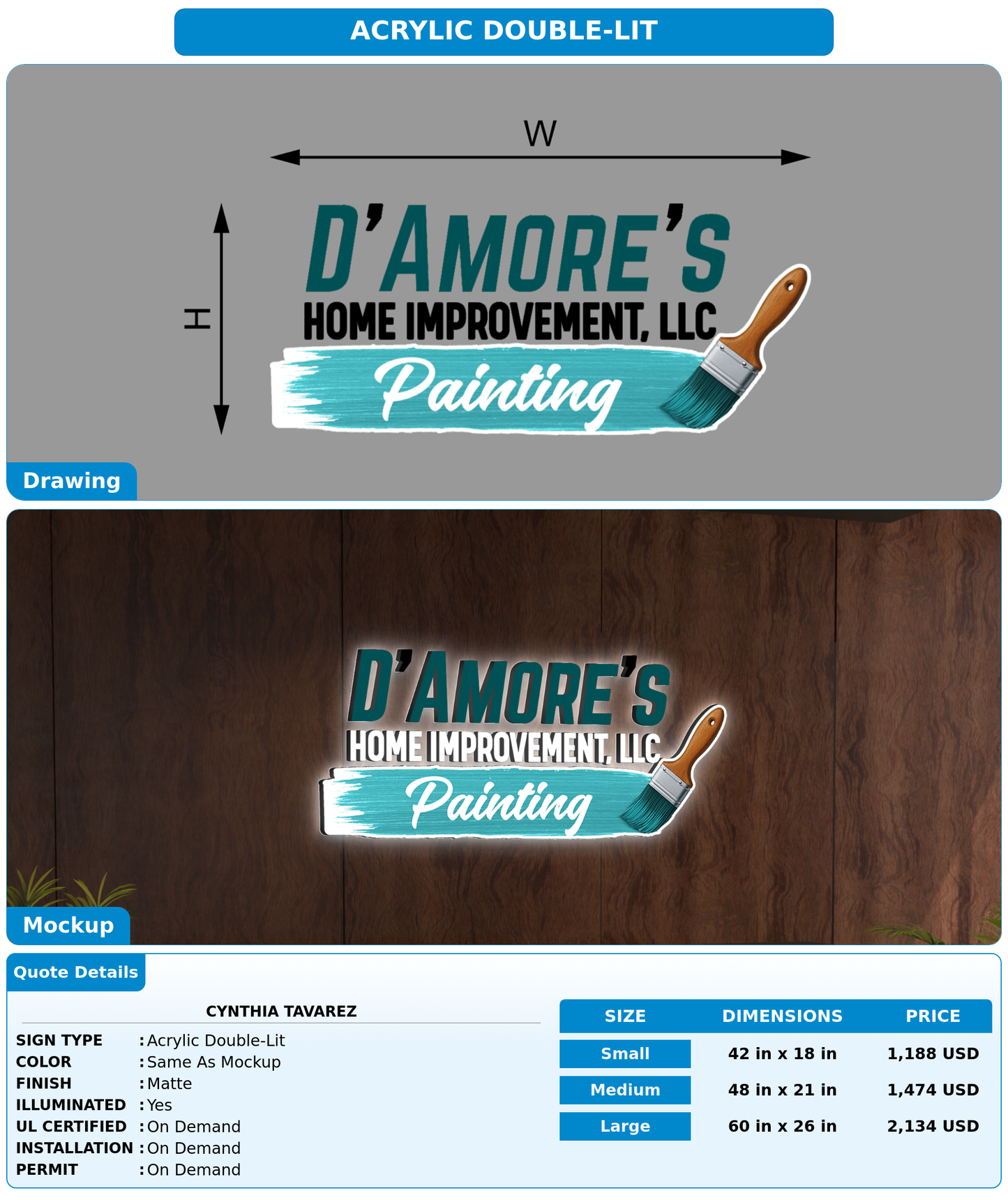 CUSTOM MOCKUP SIGN FOR Cynthia Tavarez