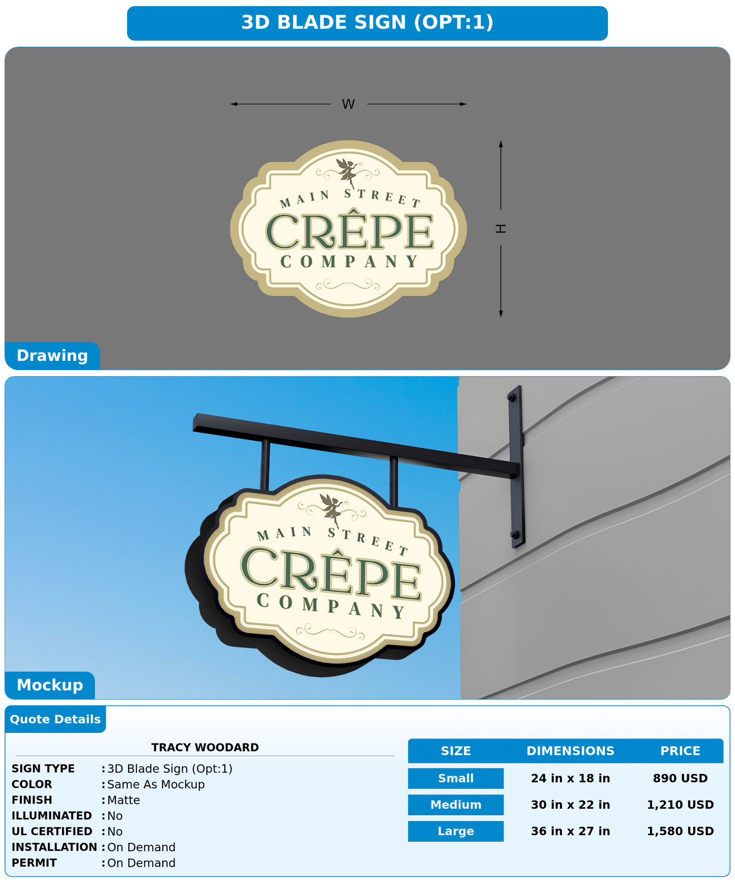 CUSTOM MOCKUP SIGN FOR Tracy Woodard