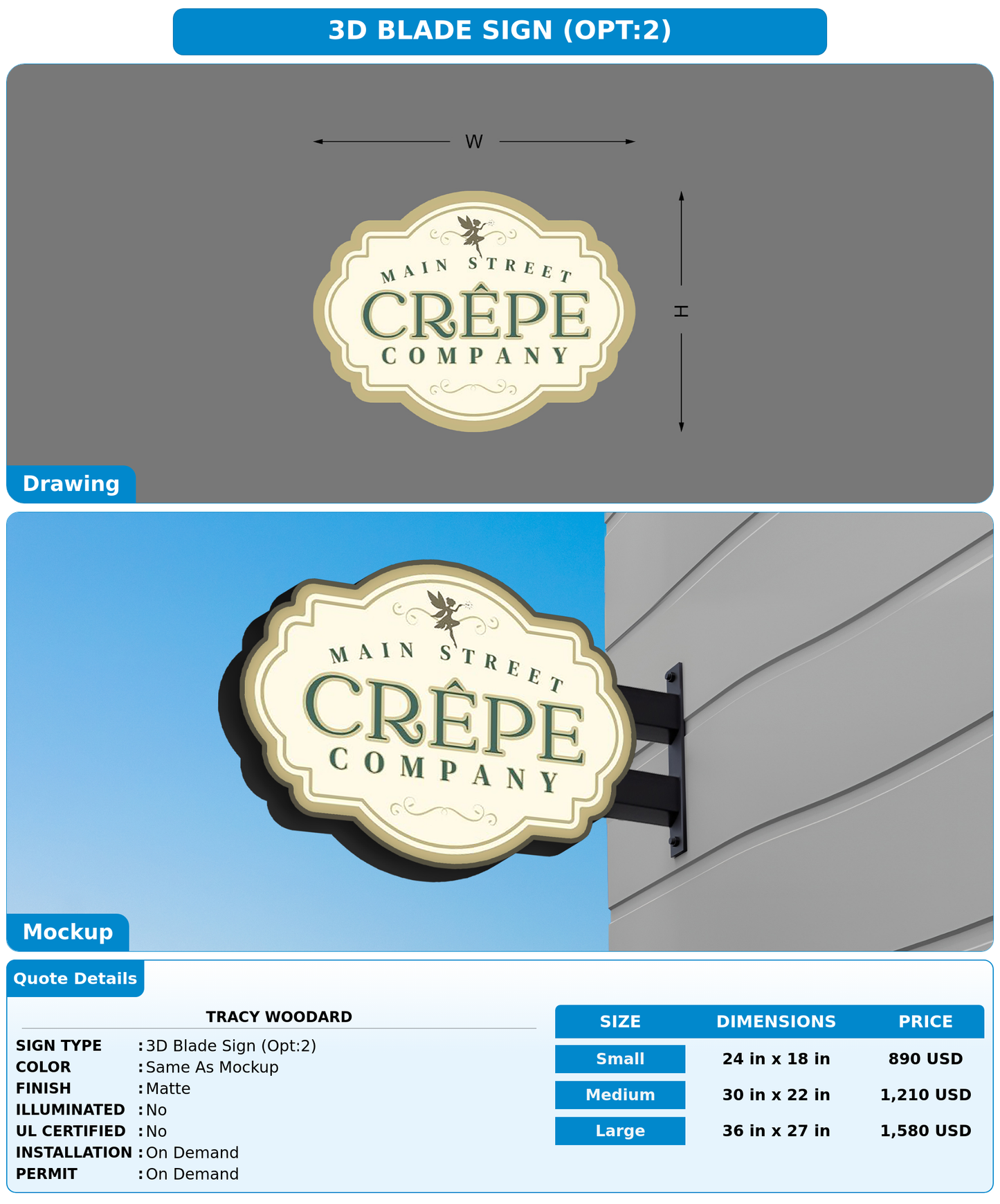 CUSTOM MOCKUP SIGN FOR Tracy Woodard