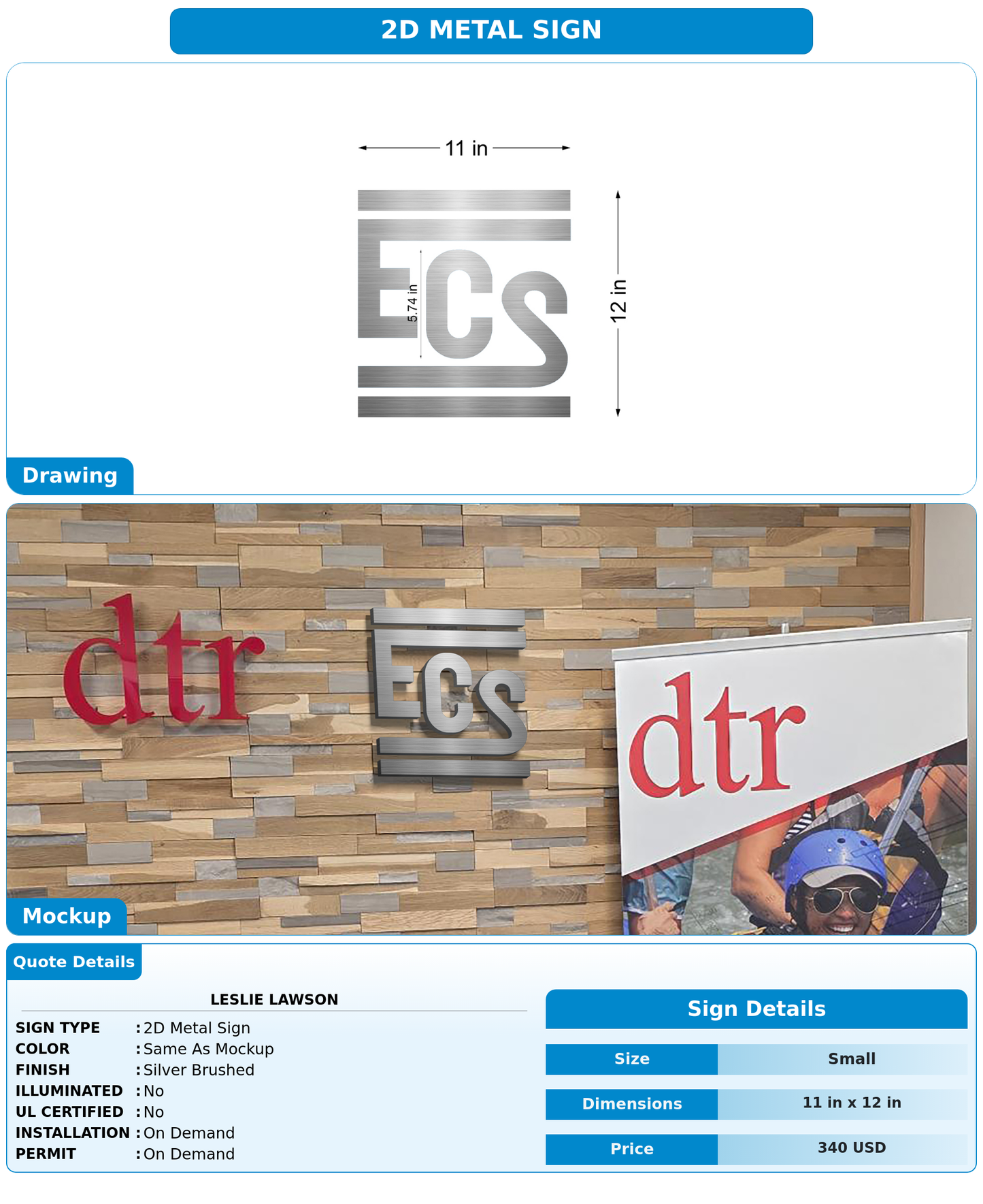 CUSTOM MOCKUP SIGN FOR Leslie Lawson