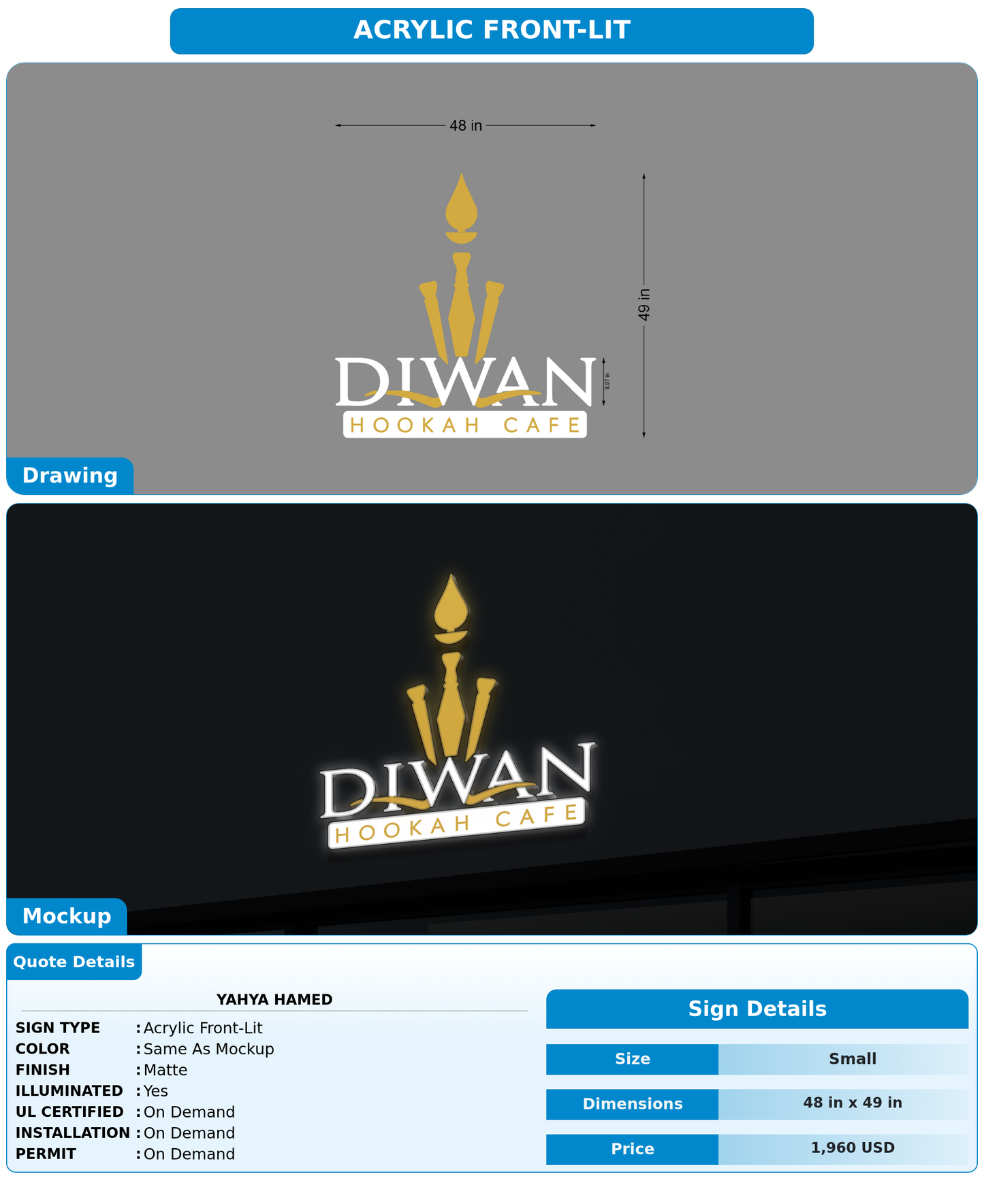 CUSTOM MOCKUP SIGN FOR yahya Hamed