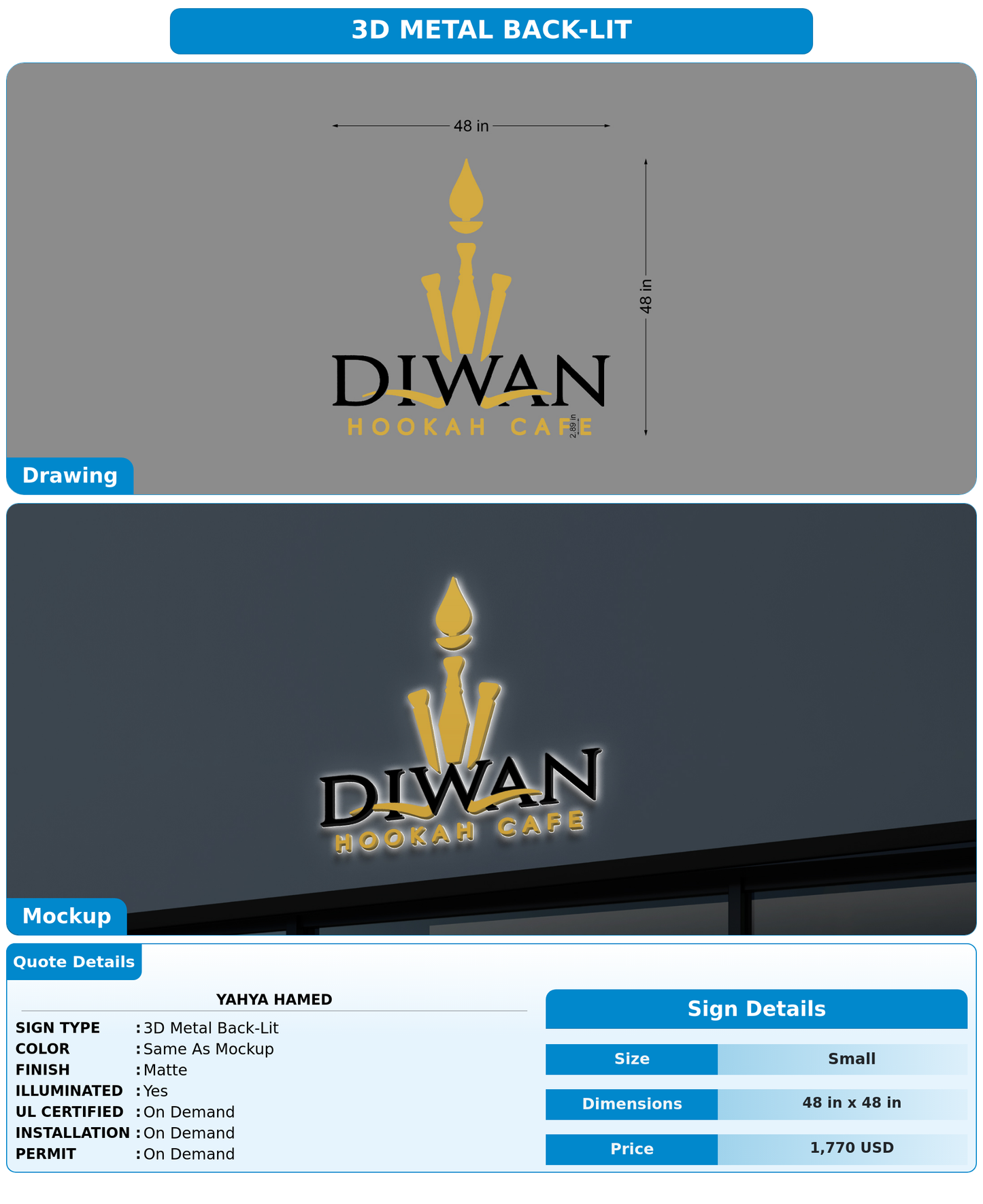 CUSTOM MOCKUP SIGN FOR yahya Hamed