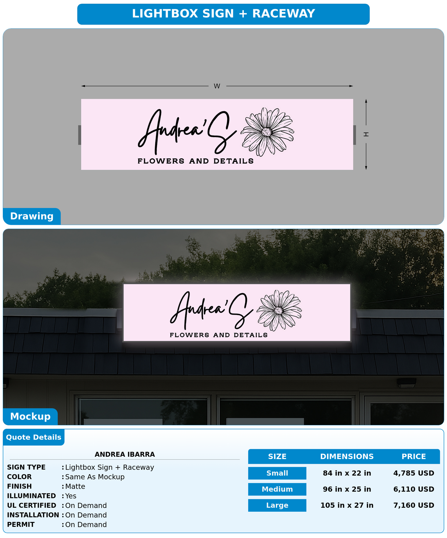 CUSTOM MOCKUP SIGN FOR Andrea Ibarra