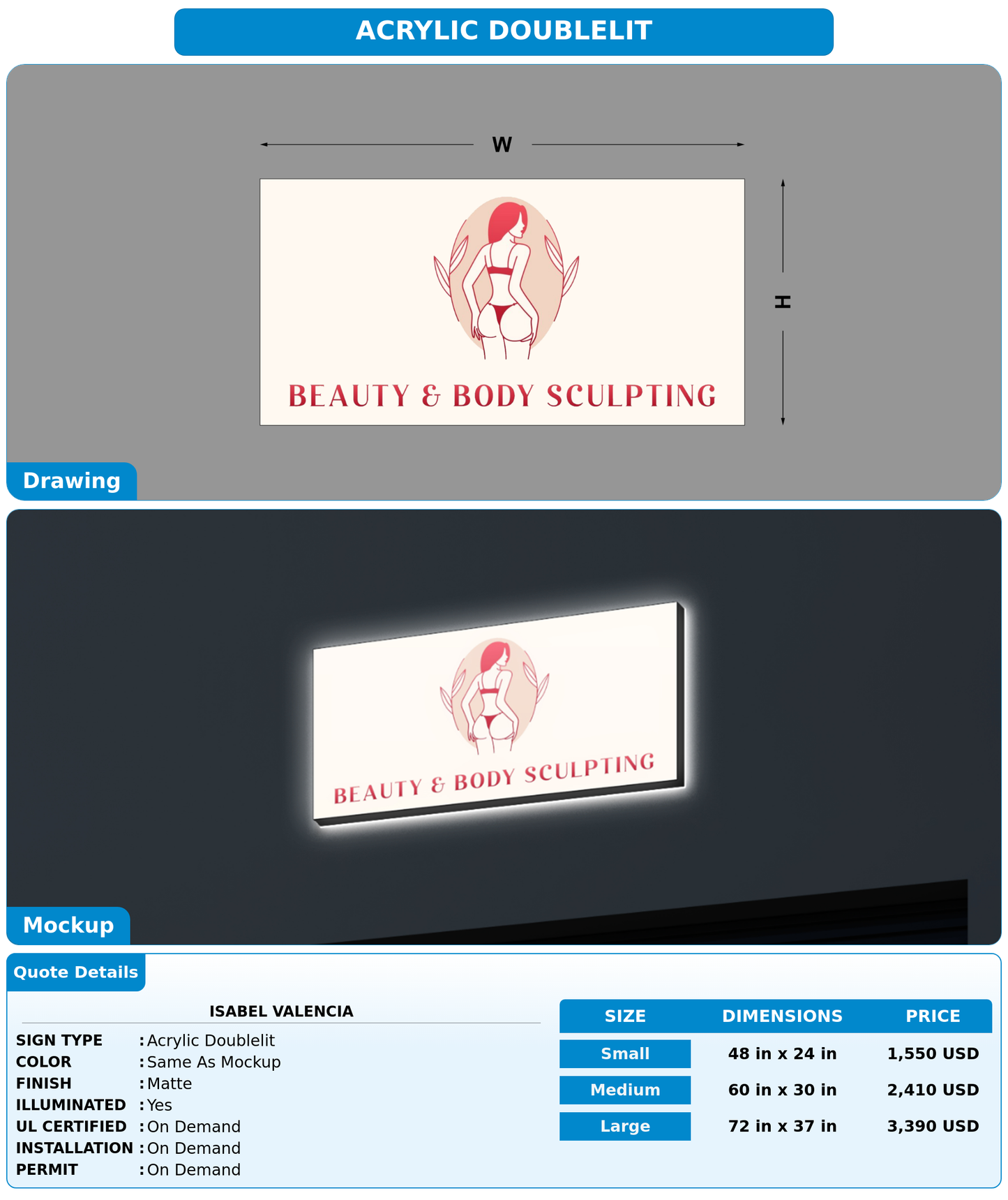 CUSTOM MOCKUP SIGN FOR Isabel Valencia