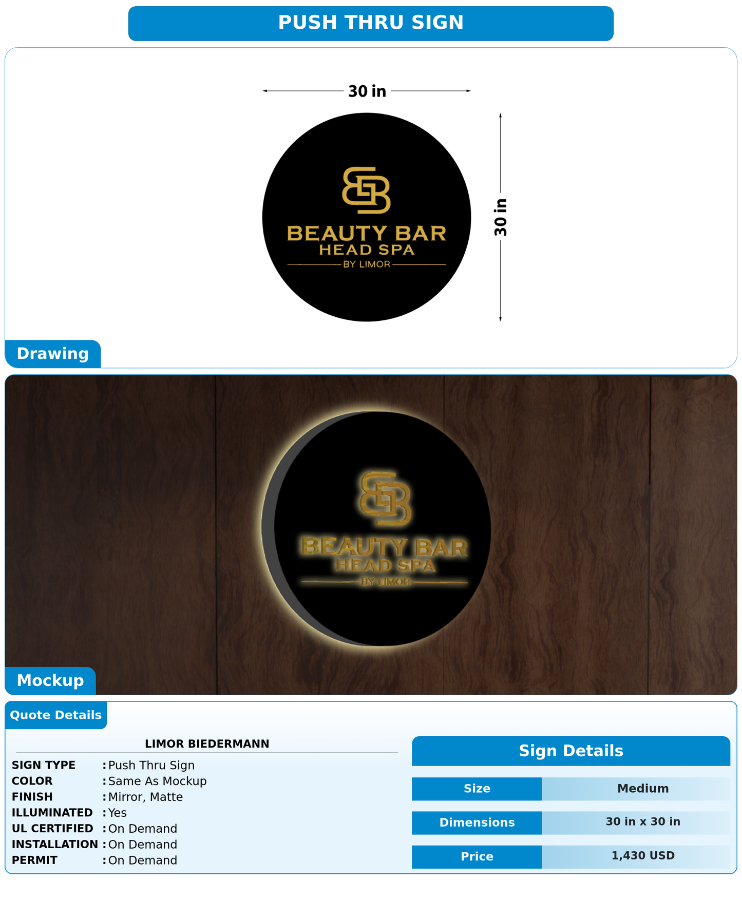 CUSTOM MOCKUP SIGN FOR Limor Biedermann