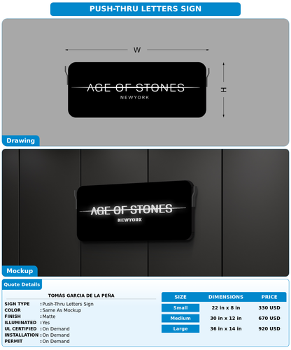 CUSTOM MOCKUP SIGN FOR Tomás Garcia de la Peña