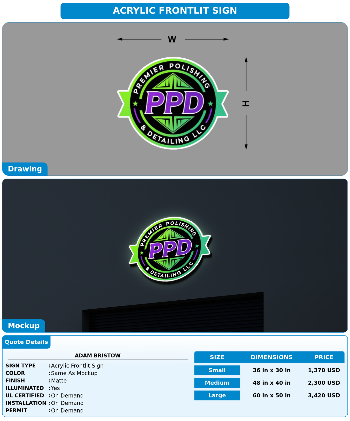 CUSTOM MOCKUP SIGN FOR Adam Bristow