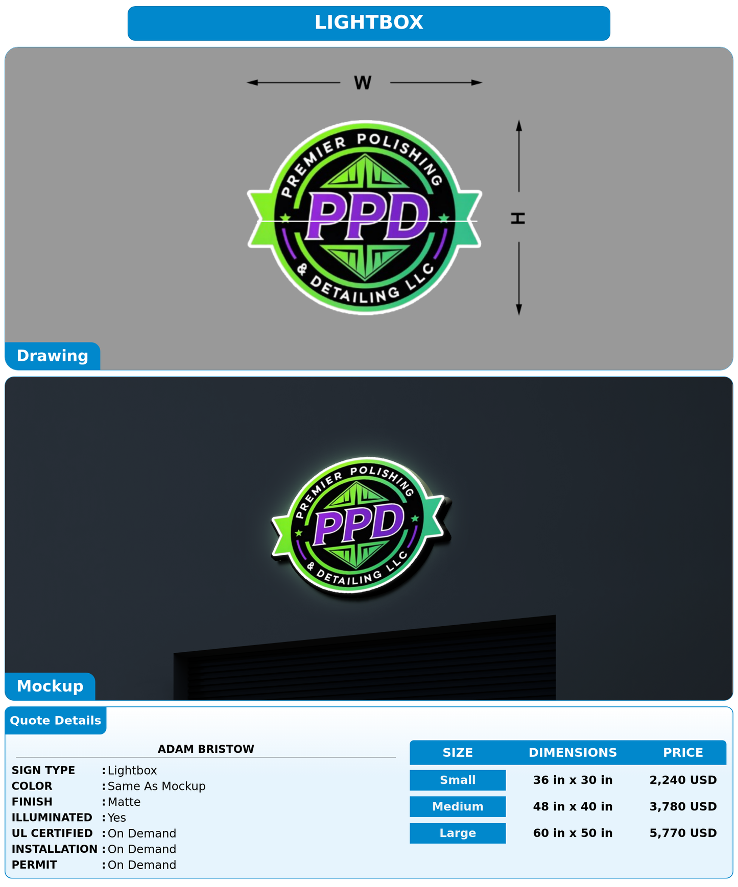 CUSTOM MOCKUP SIGN FOR Adam Bristow