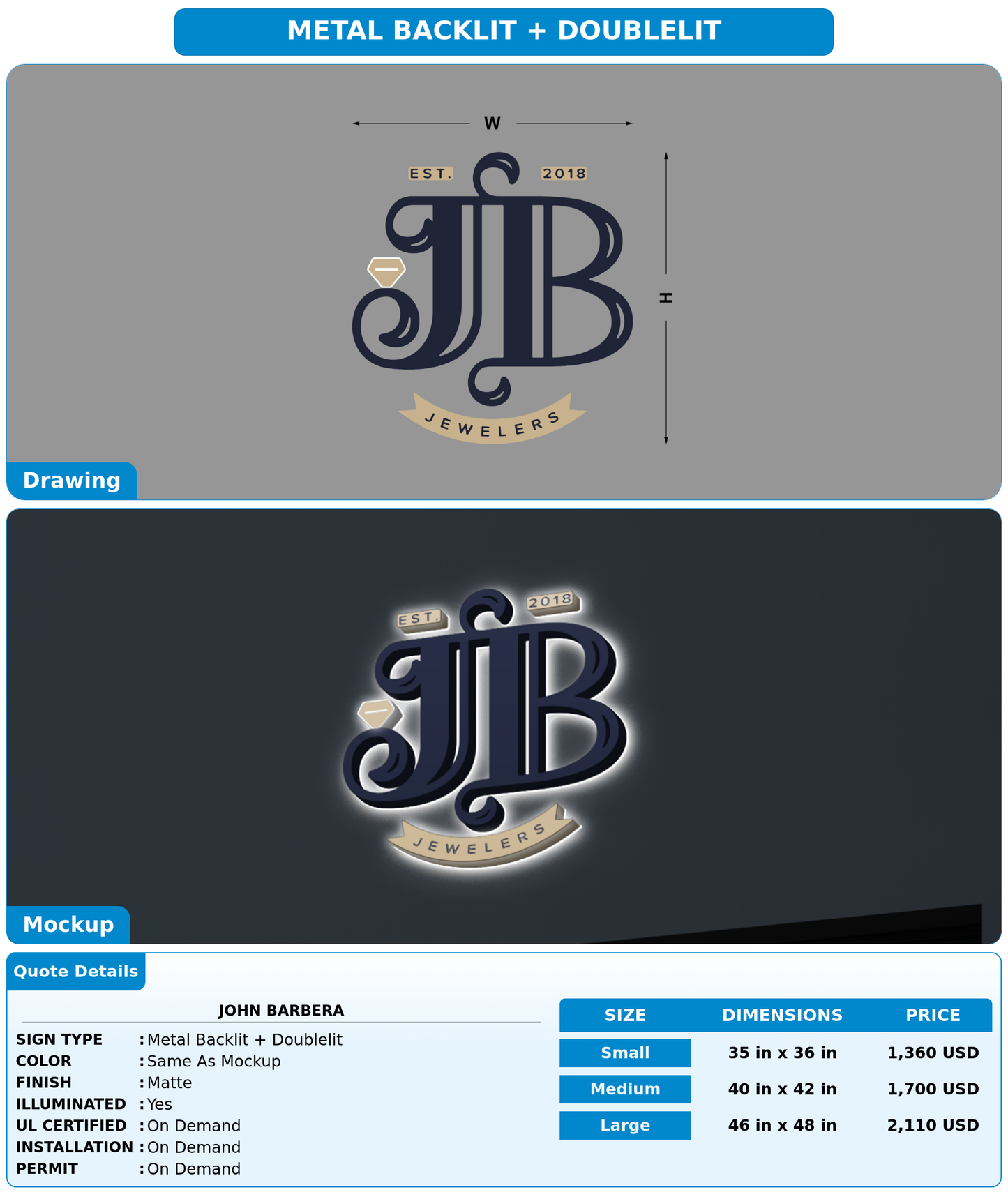 CUSTOM MOCKUP SIGN FOR John Barbera