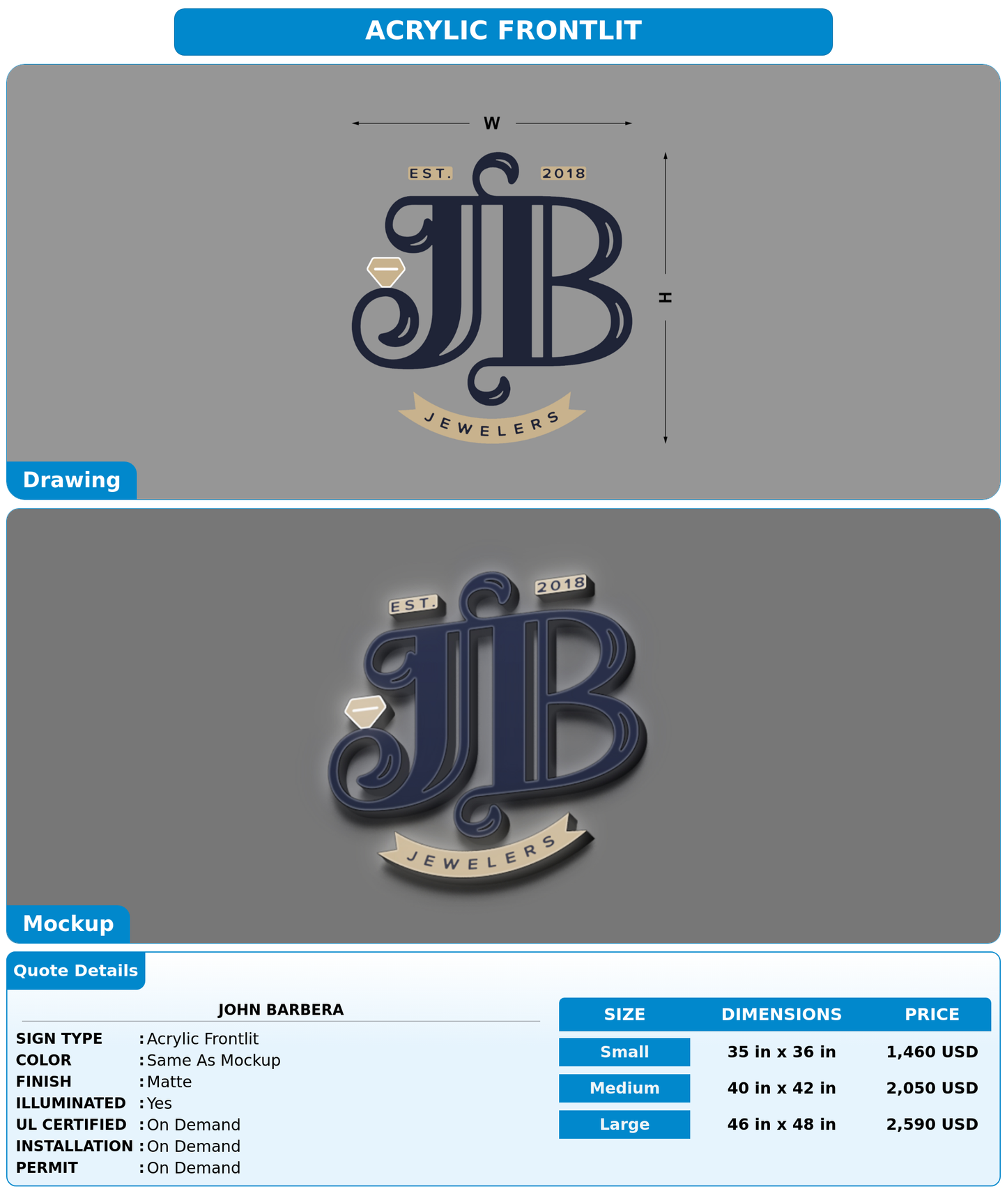 CUSTOM MOCKUP SIGN FOR John Barbera