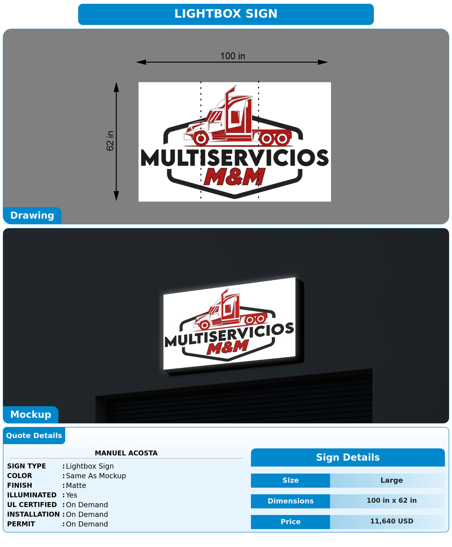 CUSTOM MOCKUP SIGN FOR Manuel Acosta