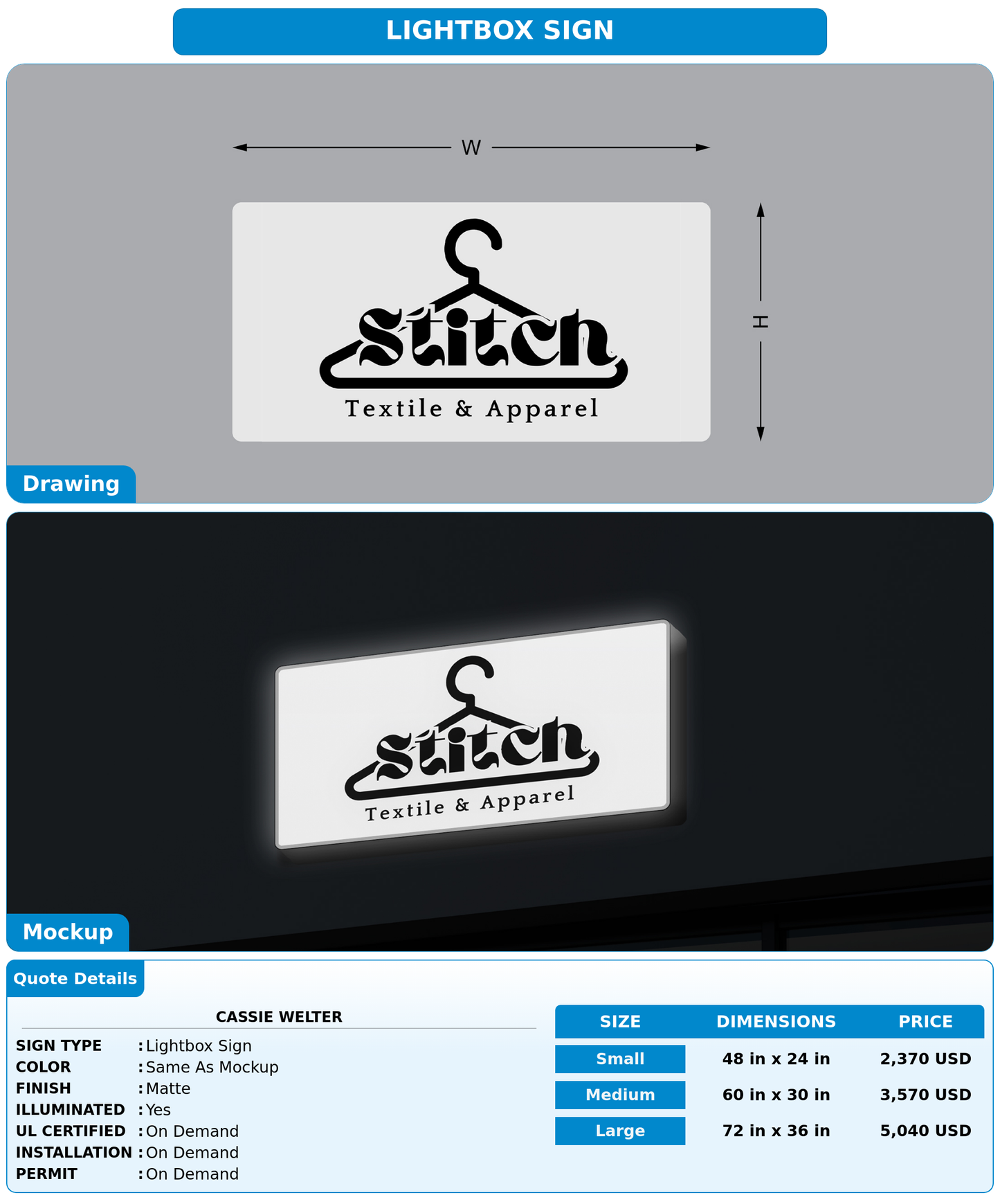 CUSTOM MOCKUP SIGN FOR Cassie Welter