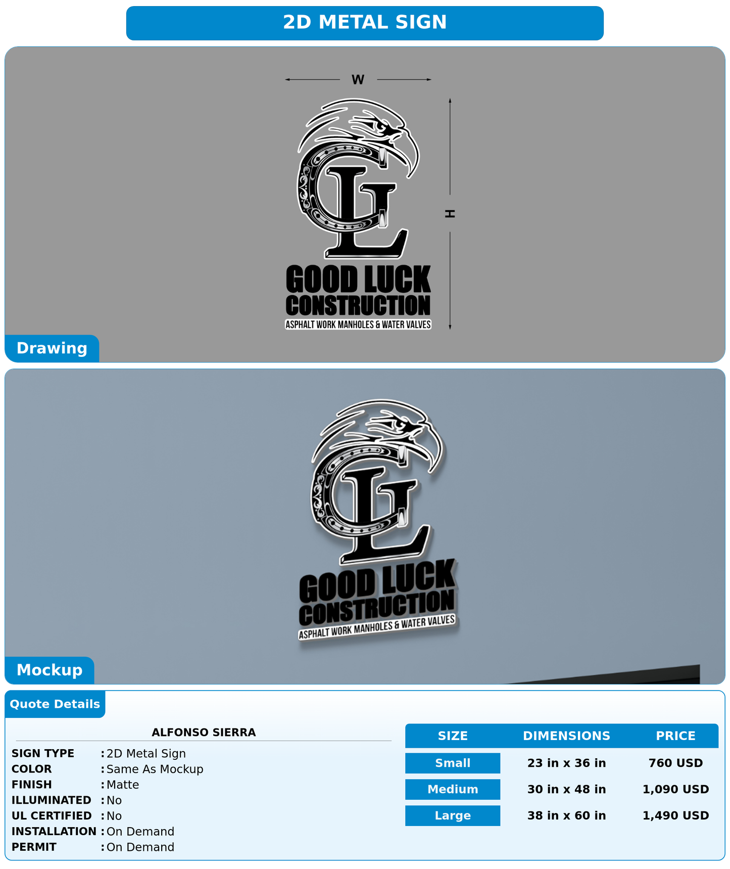CUSTOM MOCKUP SIGN FOR Alfonso Sierra