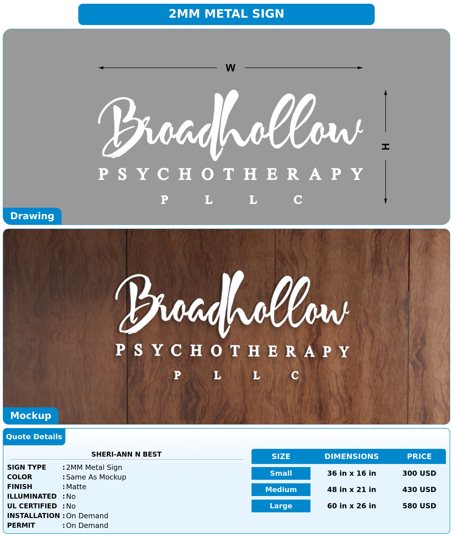 CUSTOM MOCKUP SIGN FOR Sheri-Ann N Best