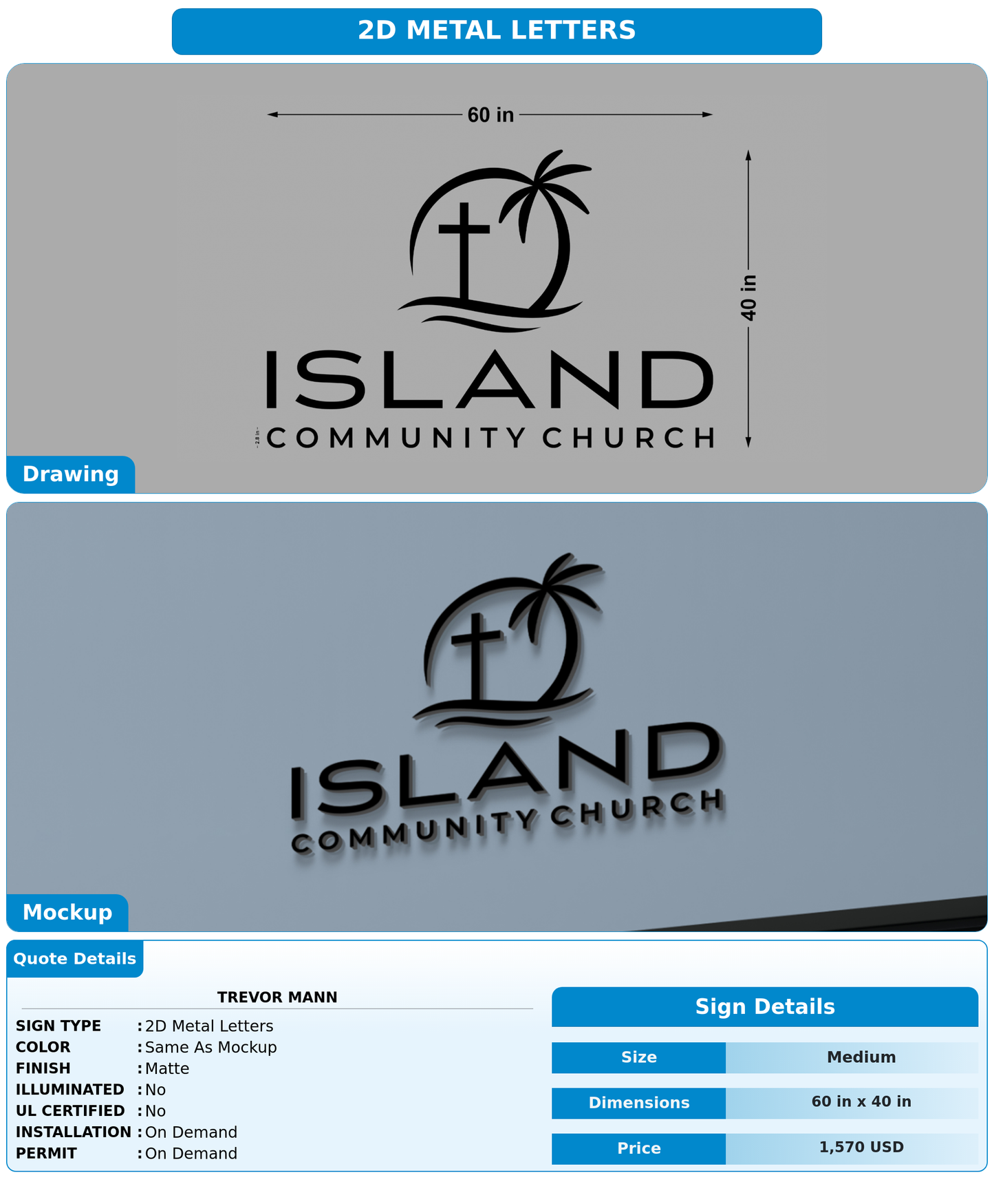 CUSTOM MOCKUP SIGN FOR Trevor Mann