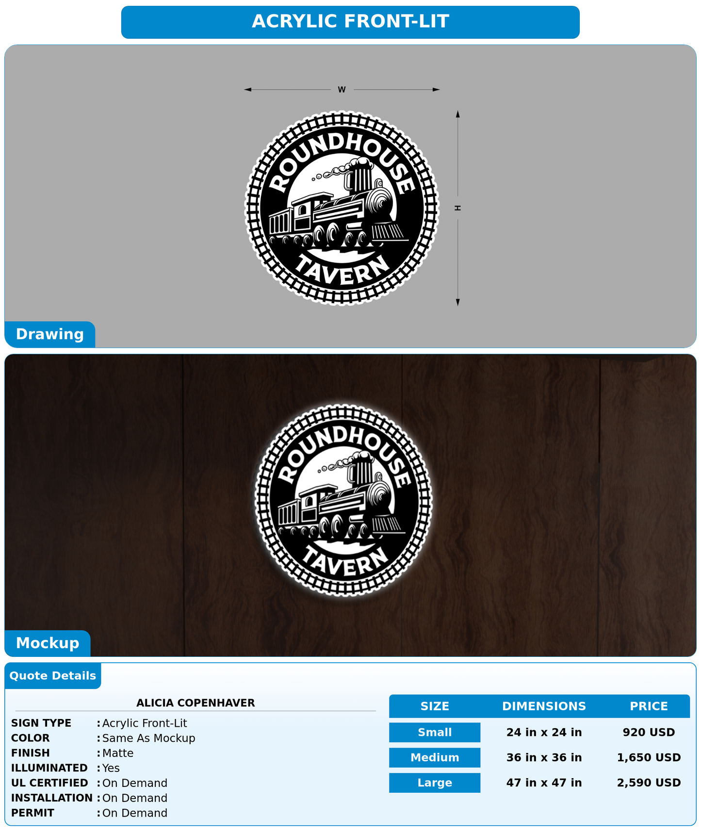 CUSTOM MOCKUP SIGN FOR Alicia Copenhaver