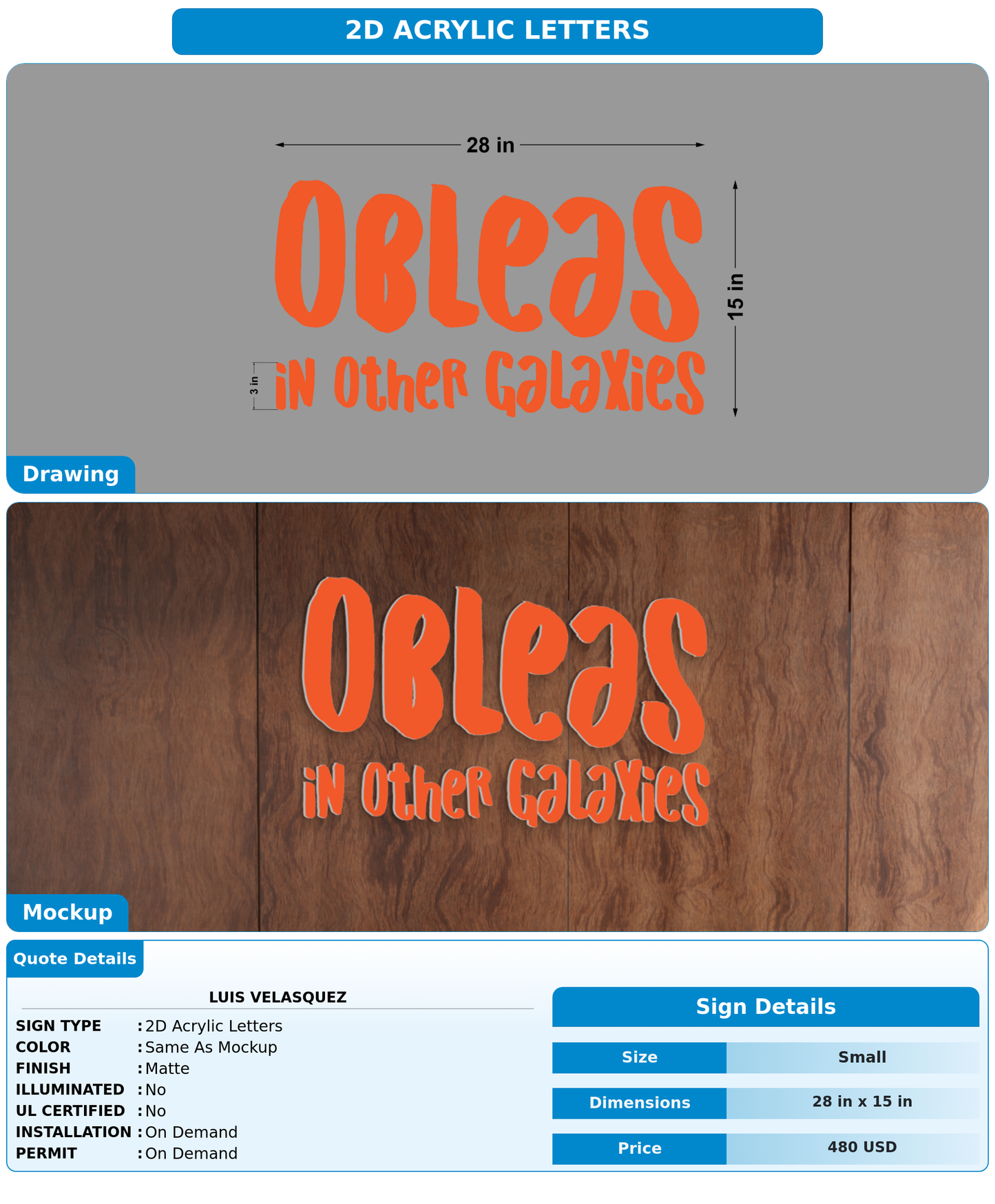 CUSTOM MOCKUP SIGN FOR Luis Velasquez