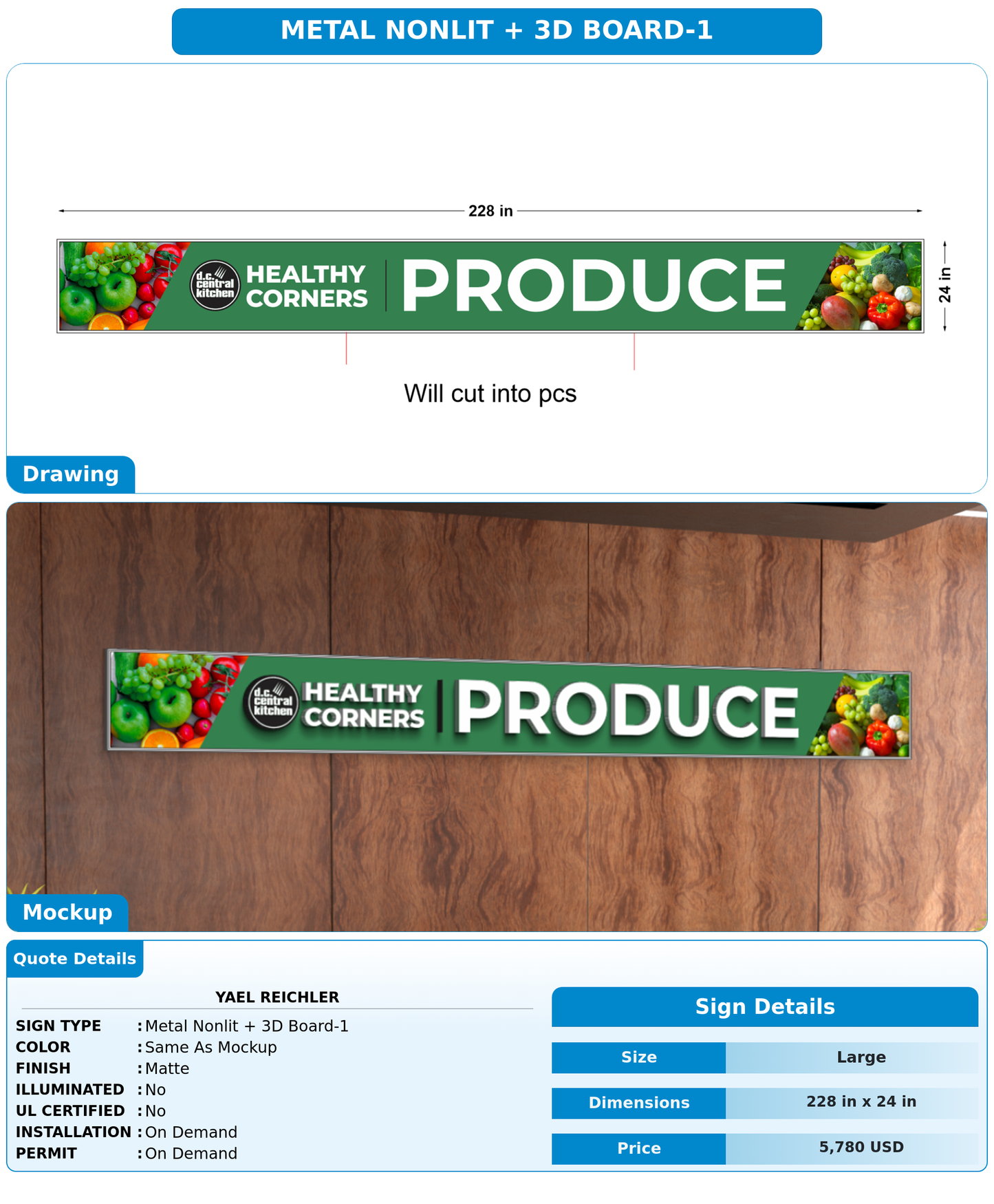 CUSTOM MOCKUP SIGN FOR Yael Reichler
