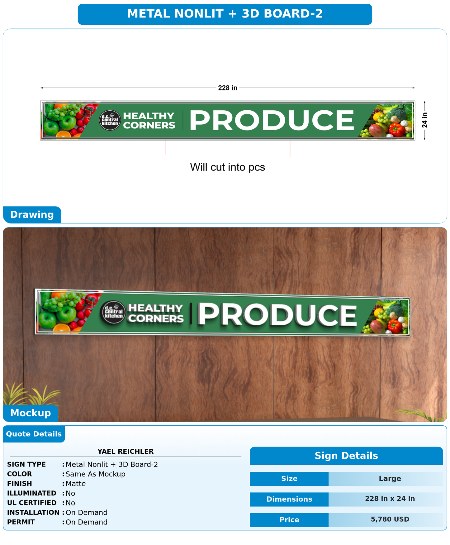 CUSTOM MOCKUP SIGN FOR Yael Reichler