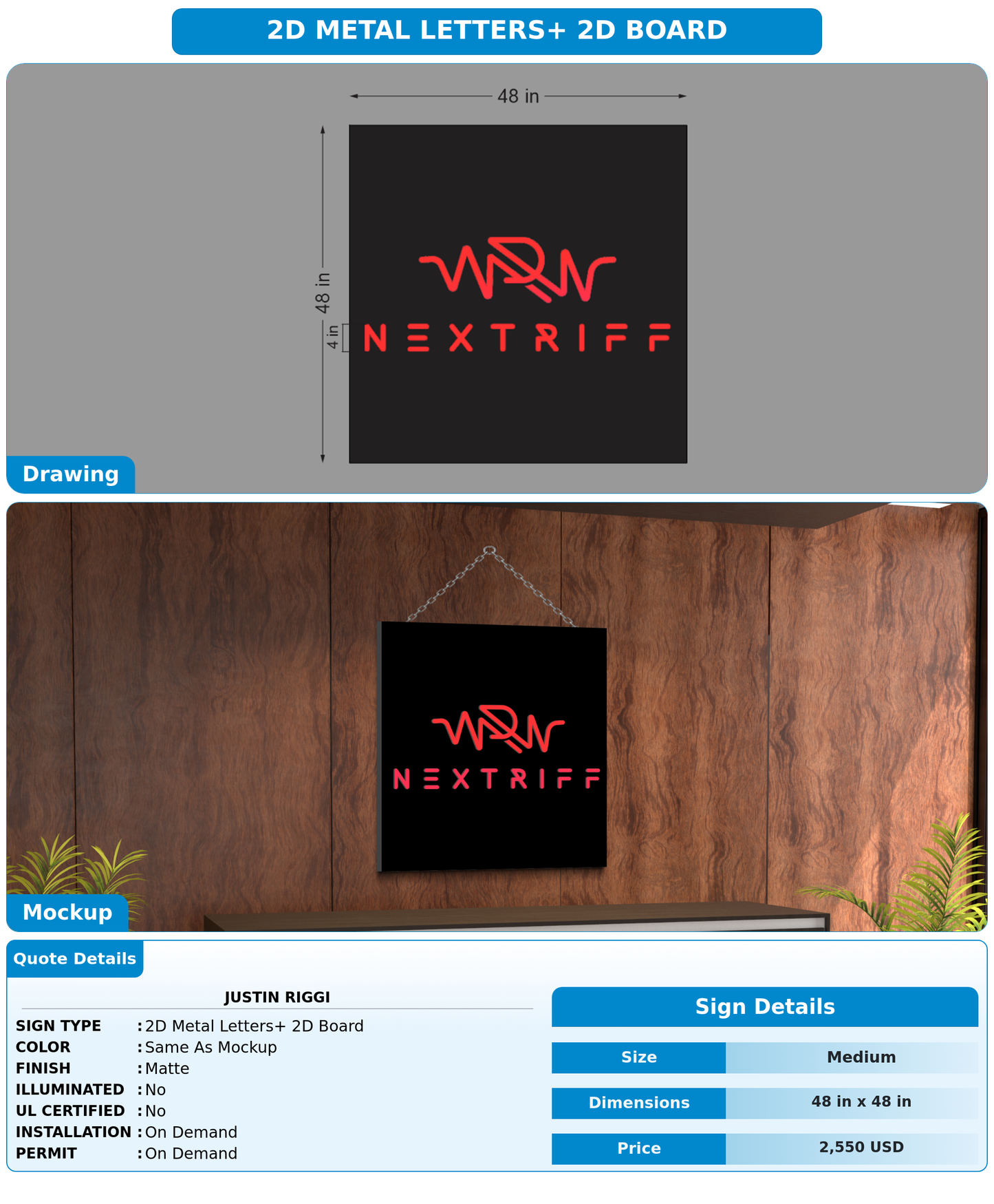 CUSTOM MOCKUP SIGN FOR Justin Riggi