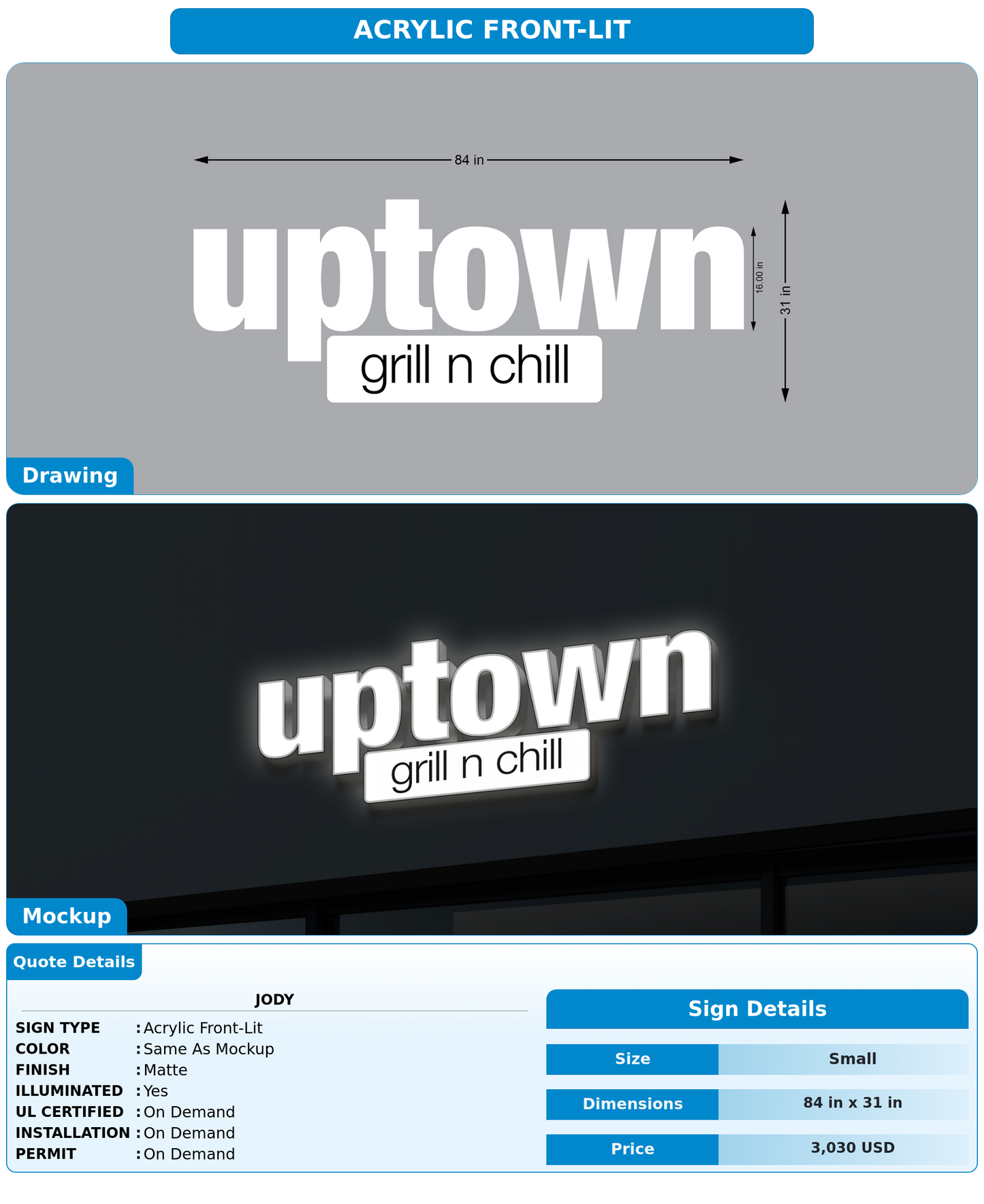 CUSTOM MOCKUP SIGN FOR Jody