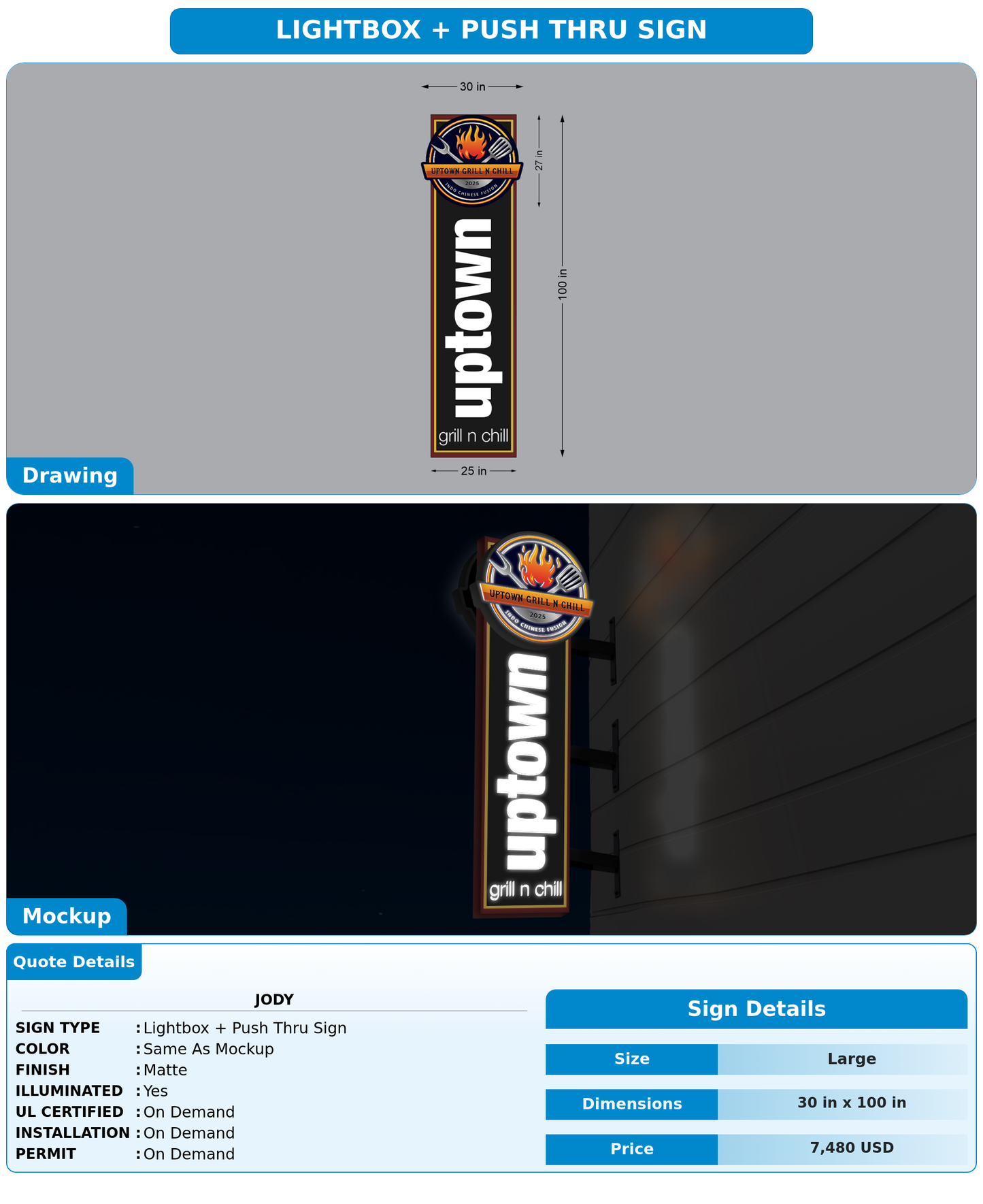 CUSTOM MOCKUP SIGN FOR Jody