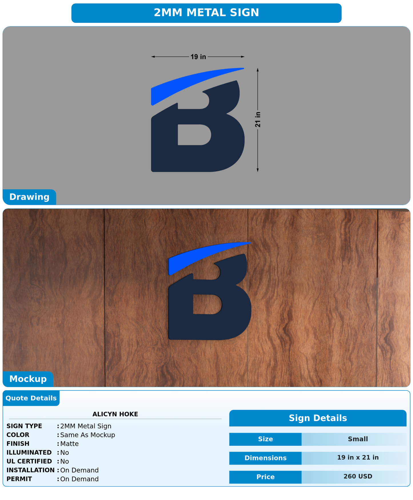 CUSTOM MOCKUP SIGN FOR Alicyn Hoke