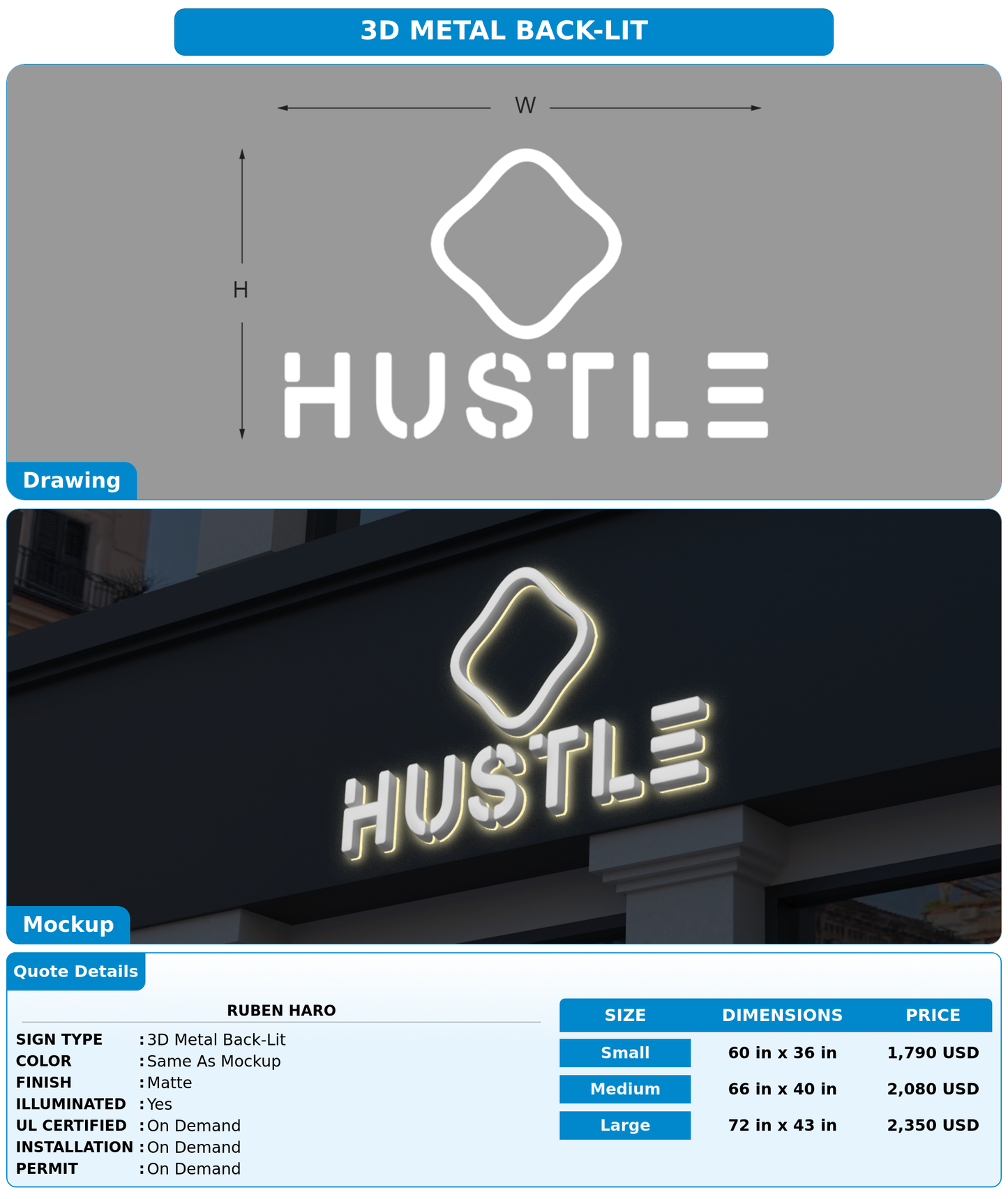 CUSTOM MOCKUP SIGN FOR Ruben haro