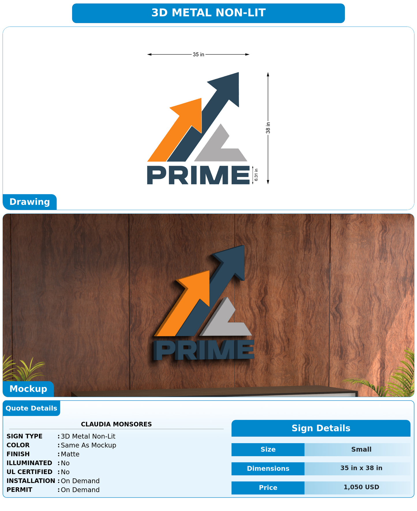 CUSTOM MOCKUP SIGN FOR Claudia Monsores