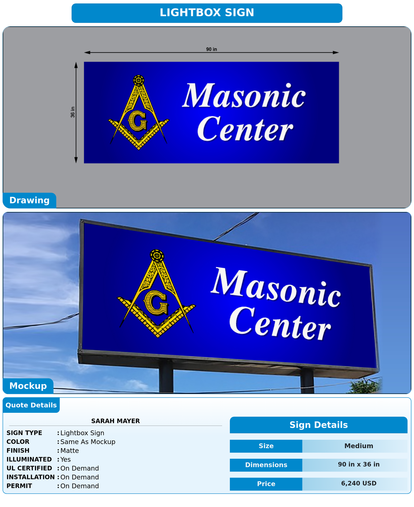 CUSTOM MOCKUP SIGN FOR Sarah Mayer