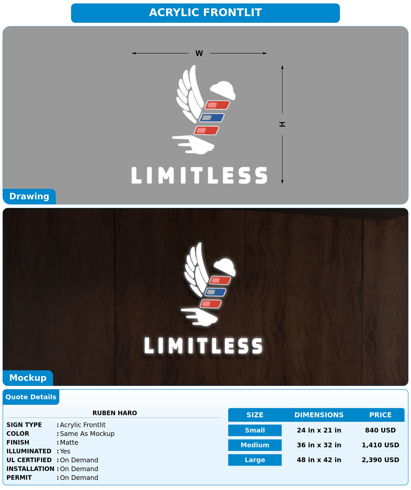 CUSTOM MOCKUP SIGN FOR Ruben haro