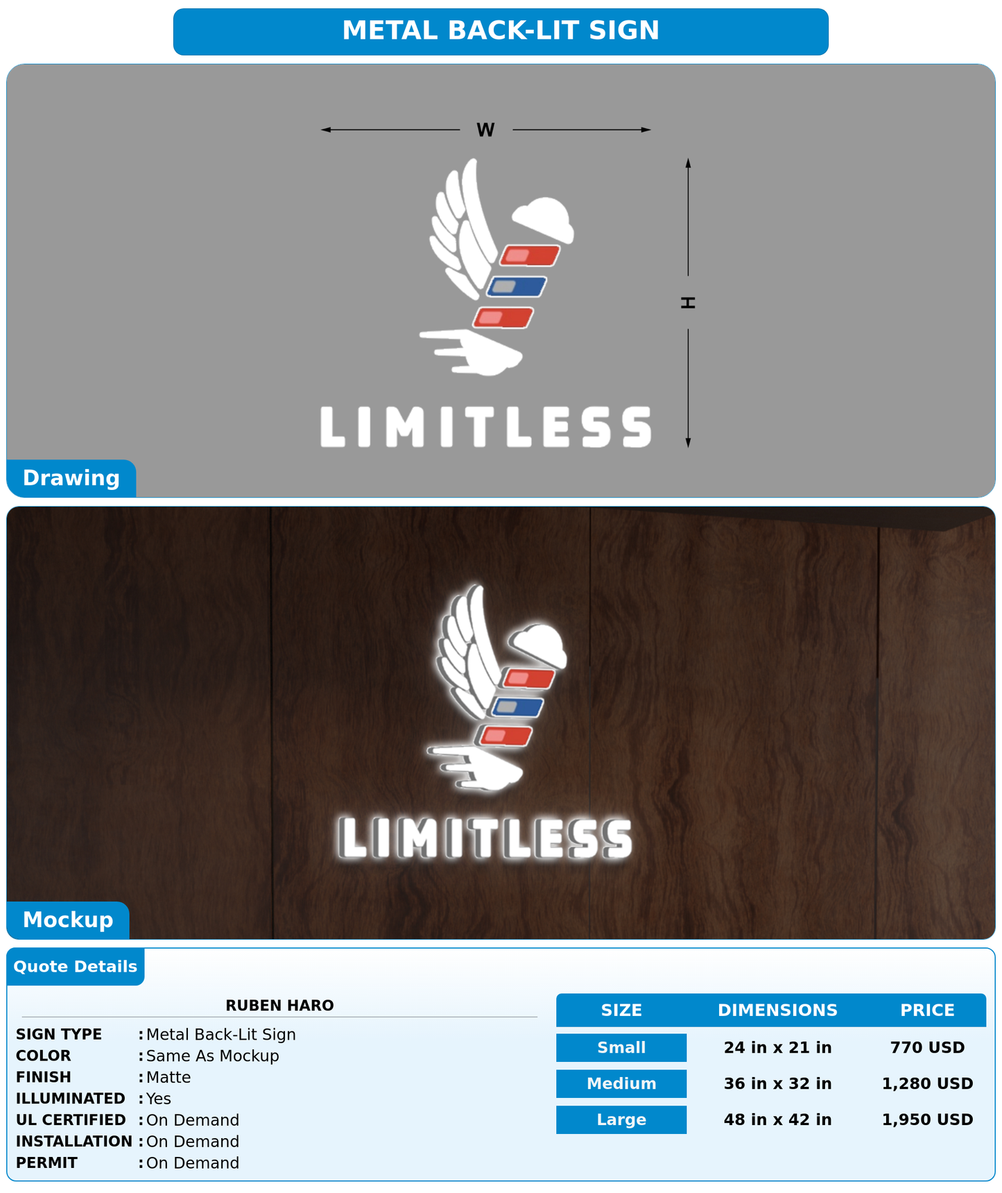 CUSTOM MOCKUP SIGN FOR Ruben haro
