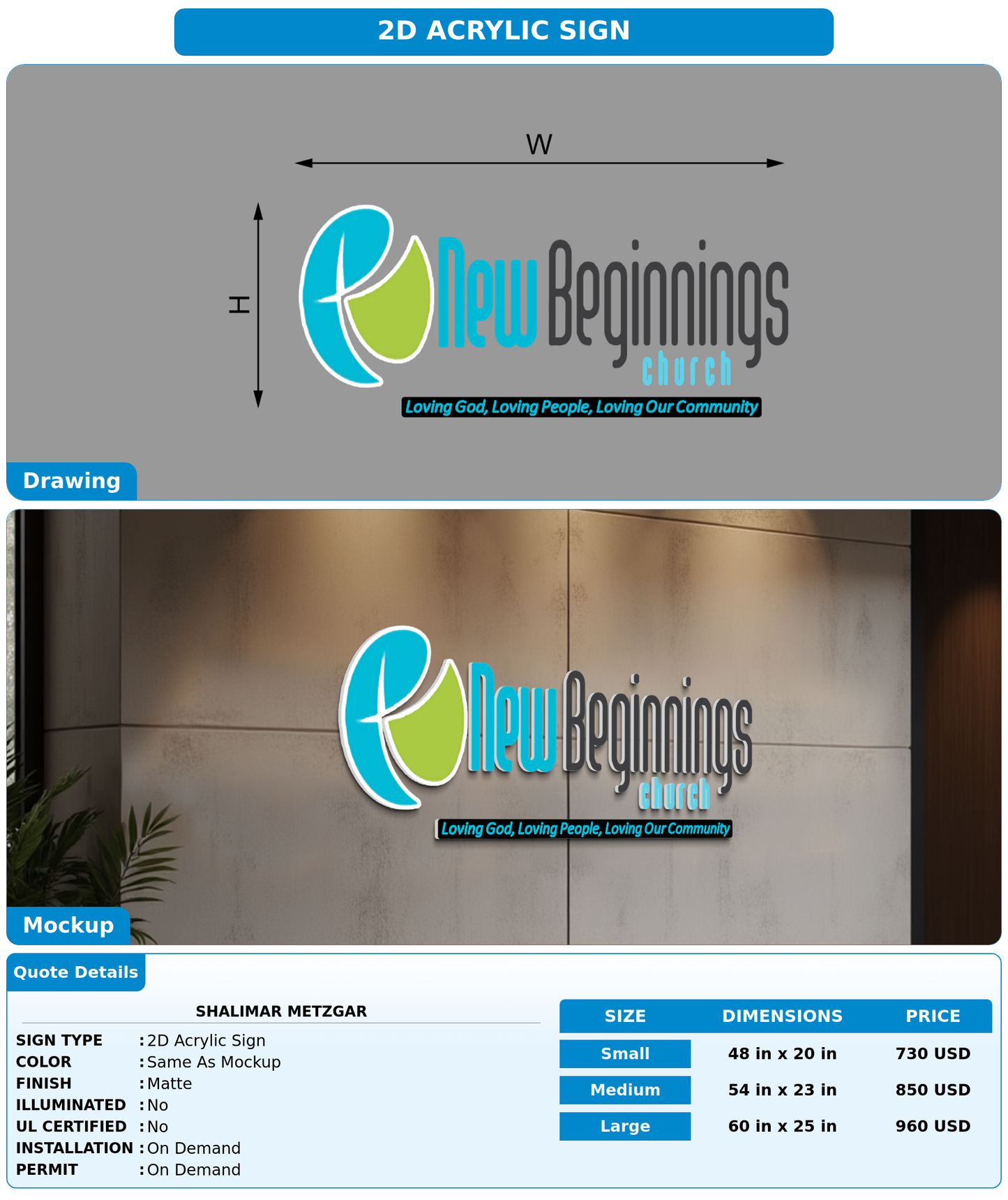 CUSTOM MOCKUP SIGN FOR Shalimar Metzgar