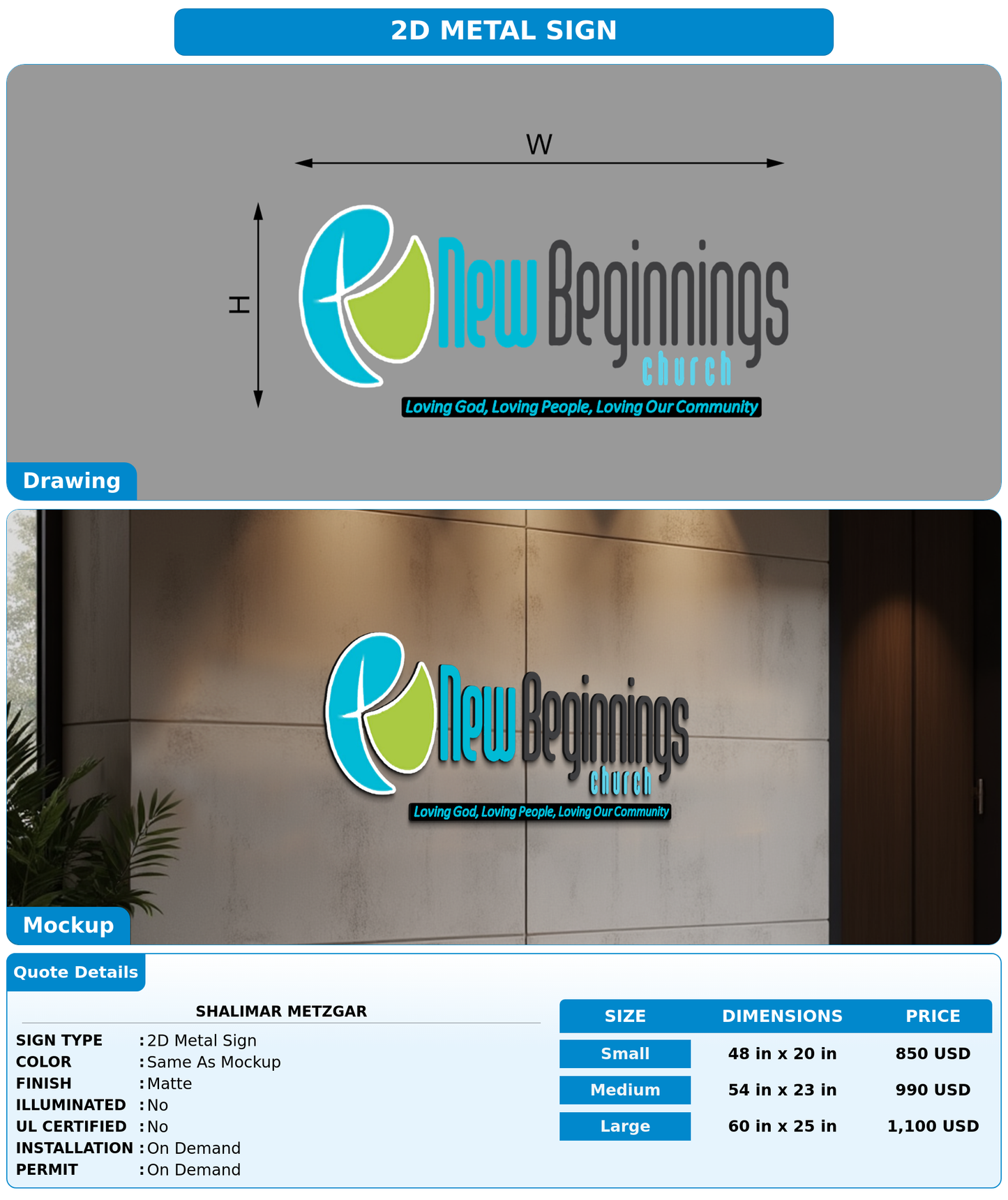 CUSTOM MOCKUP SIGN FOR Shalimar Metzgar