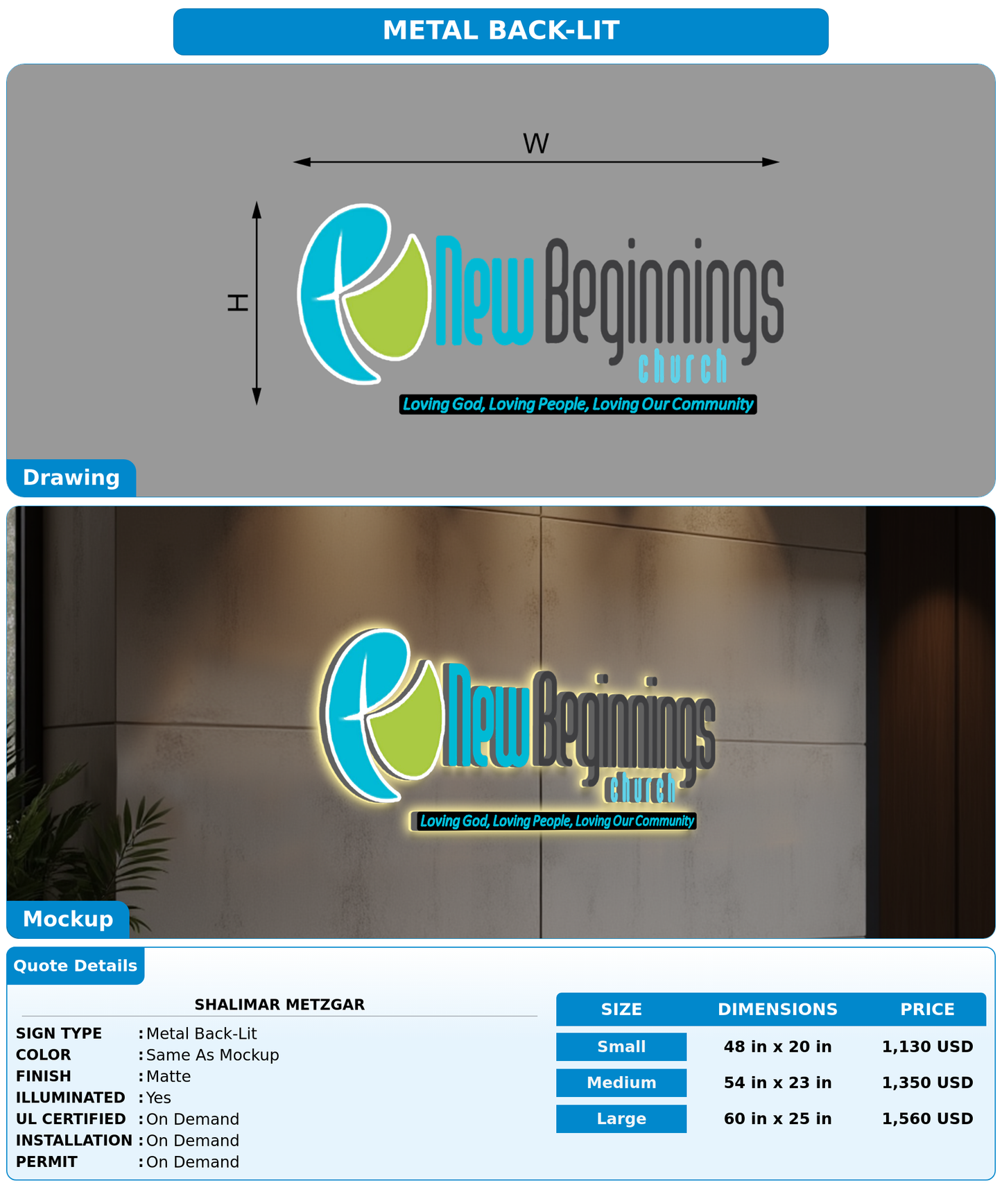 CUSTOM MOCKUP SIGN FOR Shalimar Metzgar