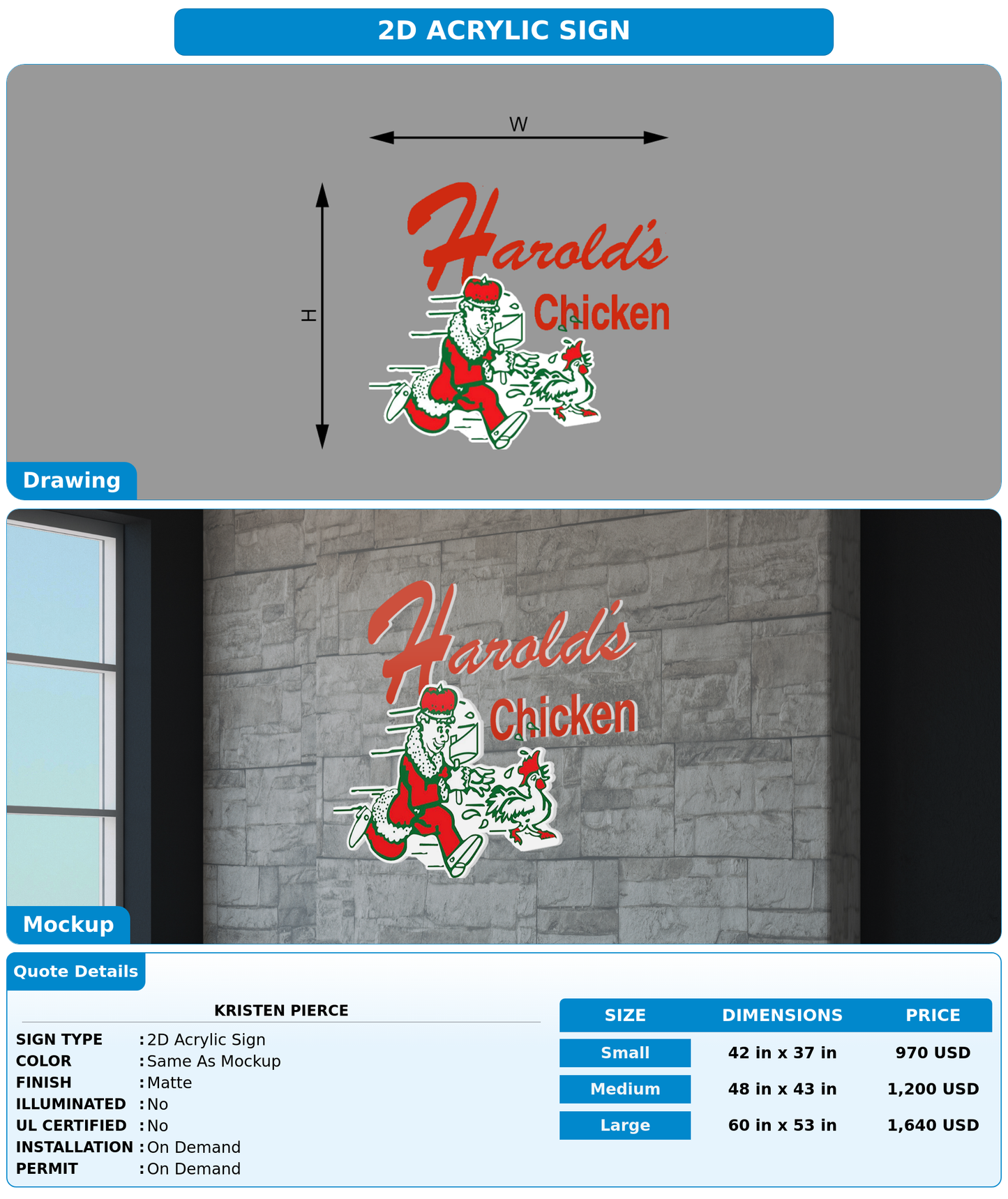 CUSTOM MOCKUP SIGN FOR Kristen Pierce