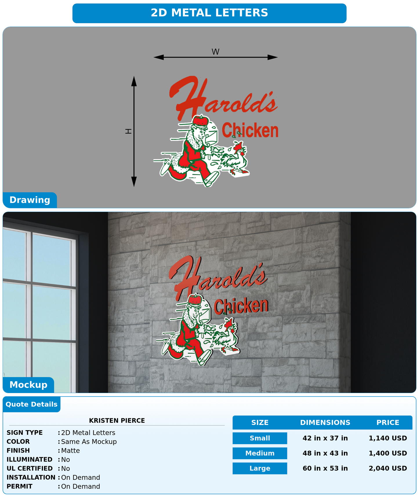CUSTOM MOCKUP SIGN FOR Kristen Pierce