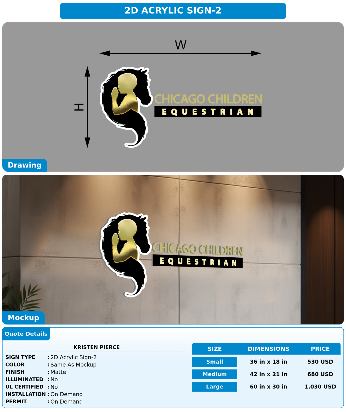 CUSTOM MOCKUP SIGN FOR Kristen Pierce