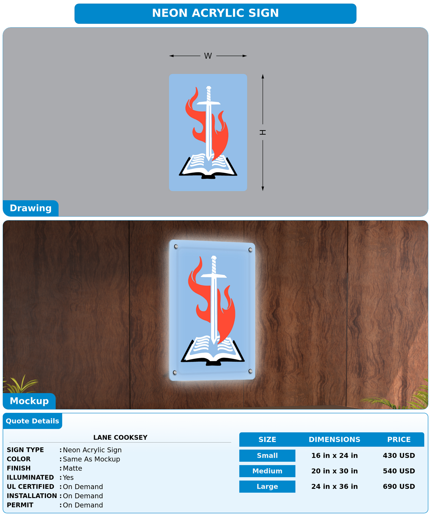 CUSTOM MOCKUP SIGN FOR Lane Cooksey