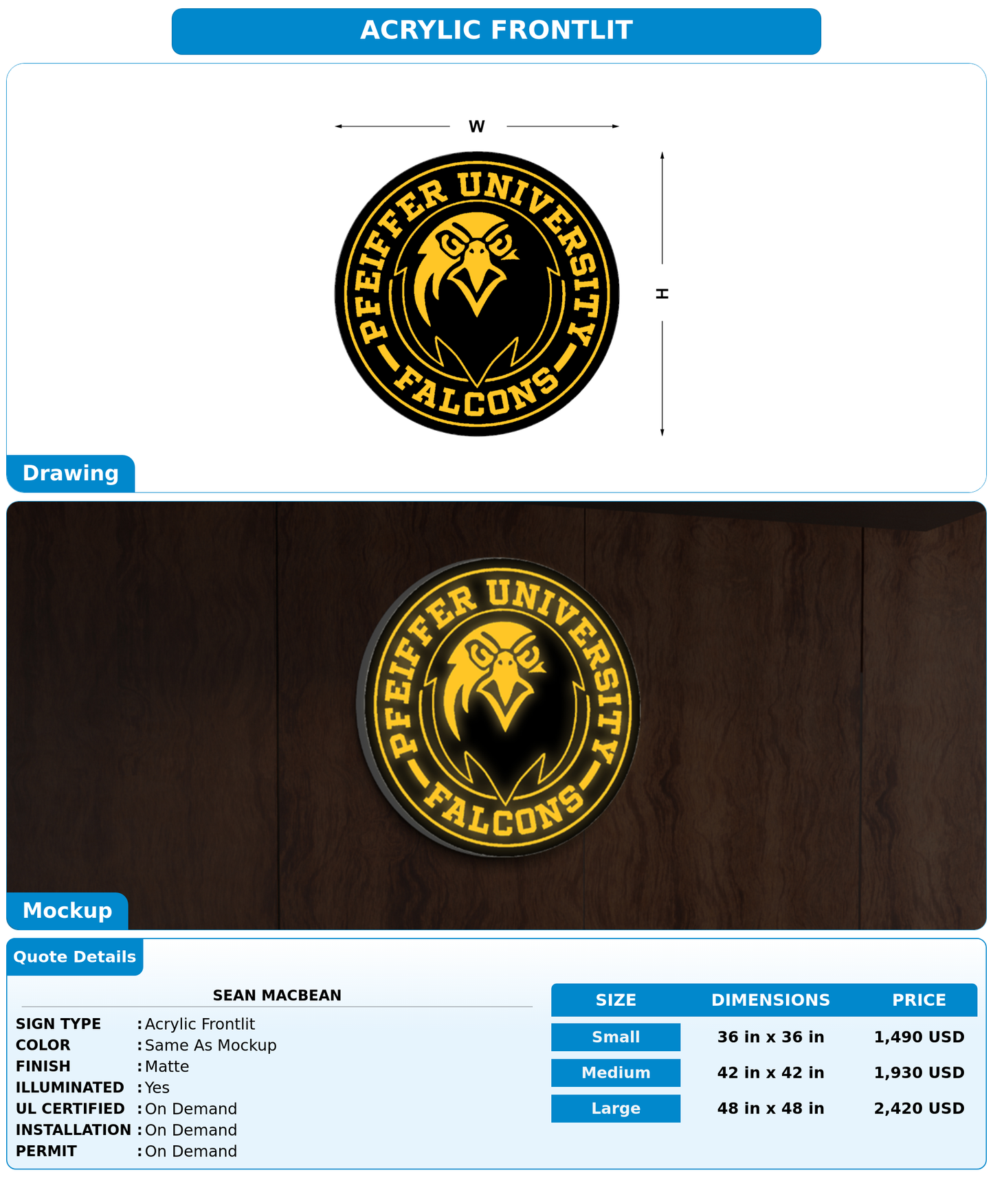 CUSTOM MOCKUP SIGN FOR Sean Macbean