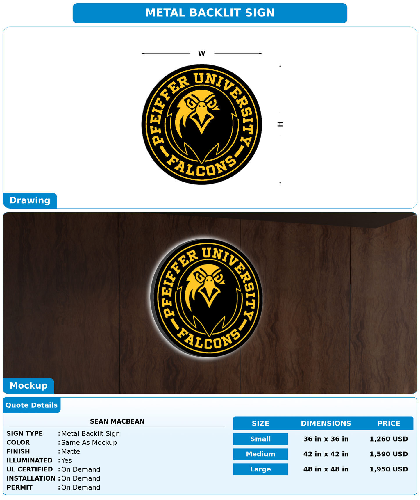CUSTOM MOCKUP SIGN FOR Sean Macbean
