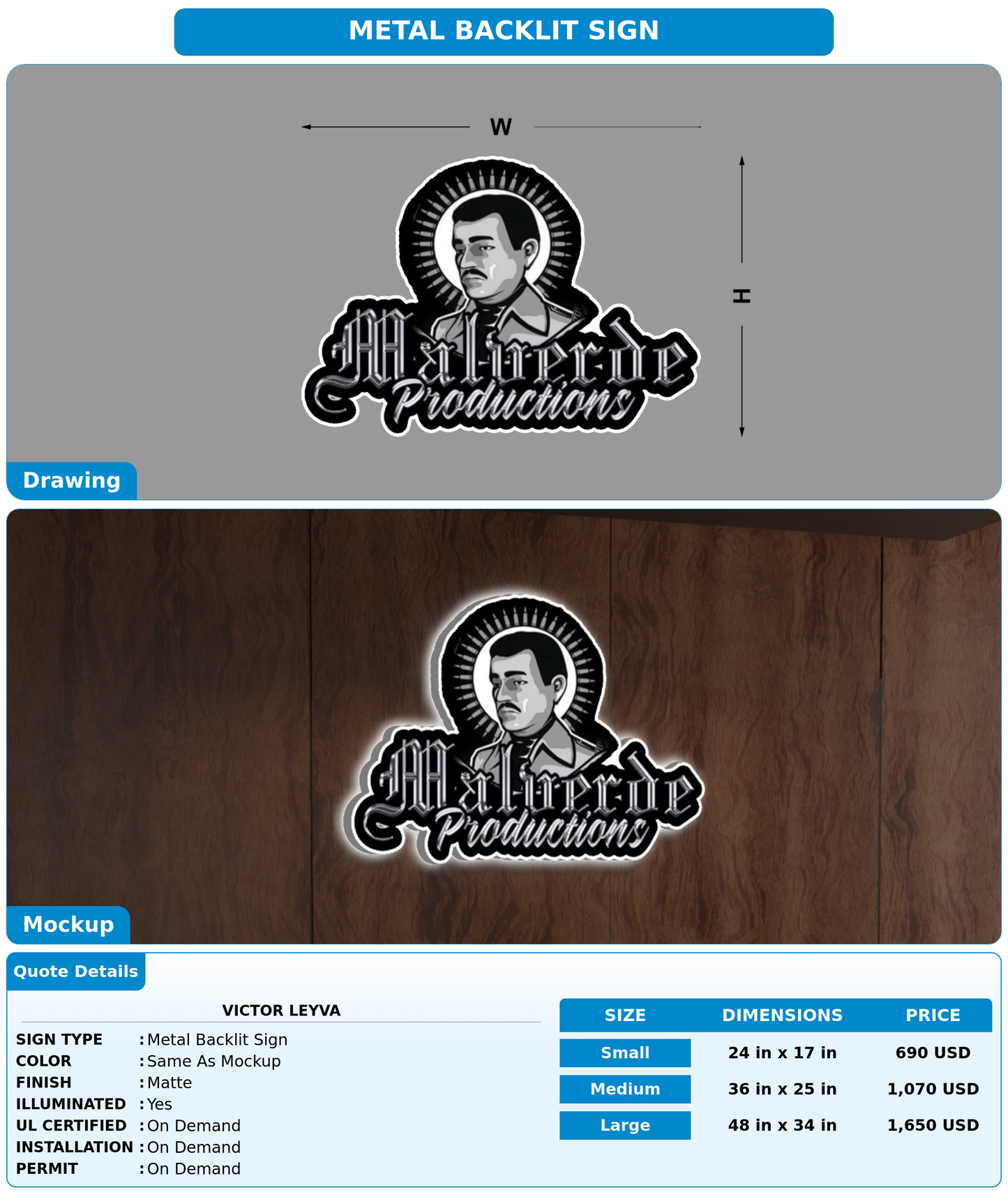 CUSTOM MOCKUP SIGN FOR Victor Leyva