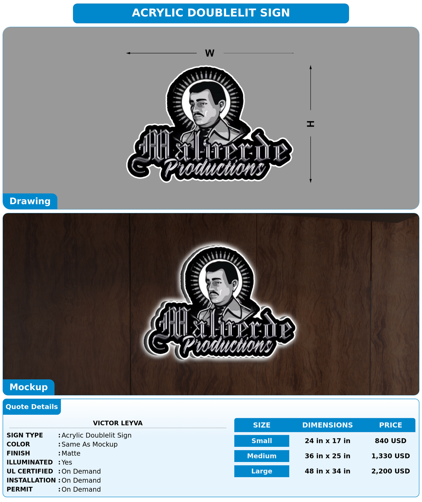 CUSTOM MOCKUP SIGN FOR Victor Leyva
