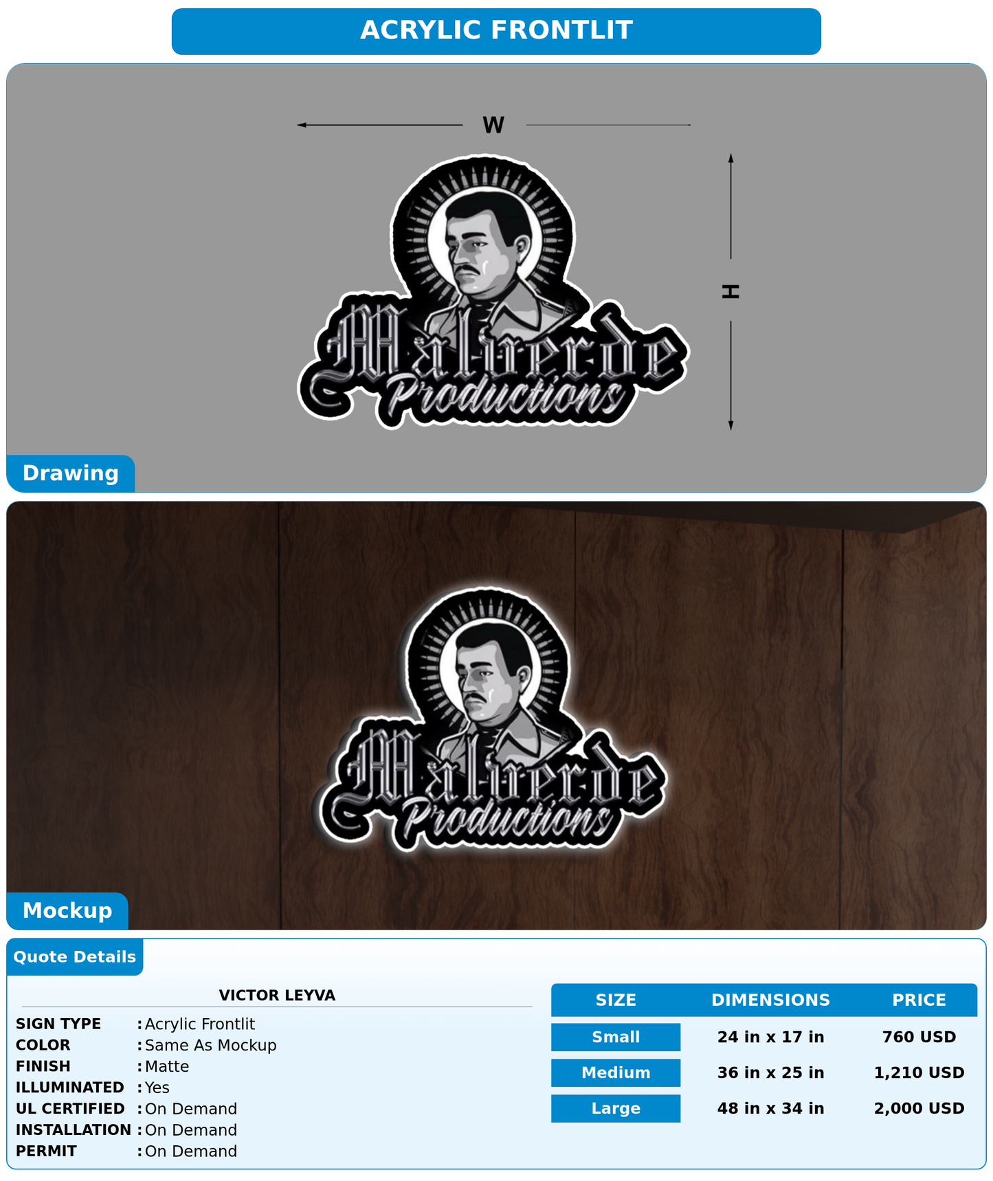 CUSTOM MOCKUP SIGN FOR Victor Leyva