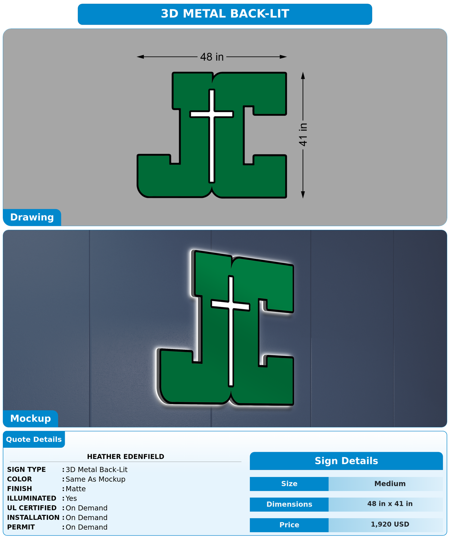 CUSTOM MOCKUP SIGN FOR Heather Edenfield